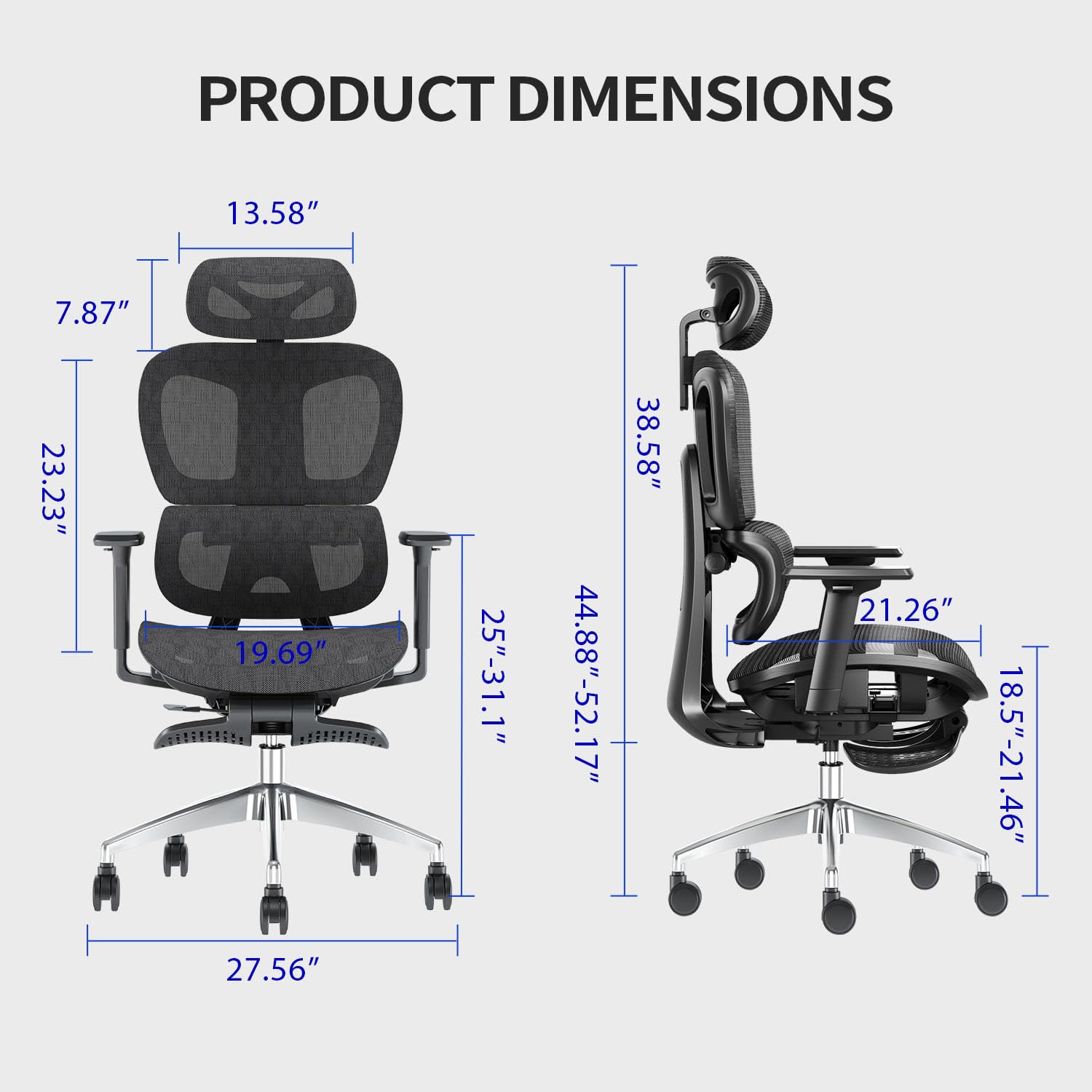 Ergonomic Mesh Office Chair with 3D Adjustable Armrests & Lumbar Support - High Back Computer Desk Chair with Wheels for Home Office - Breathable Black Mesh Task Chair for Long Hours Sitting & Back Pain Relief