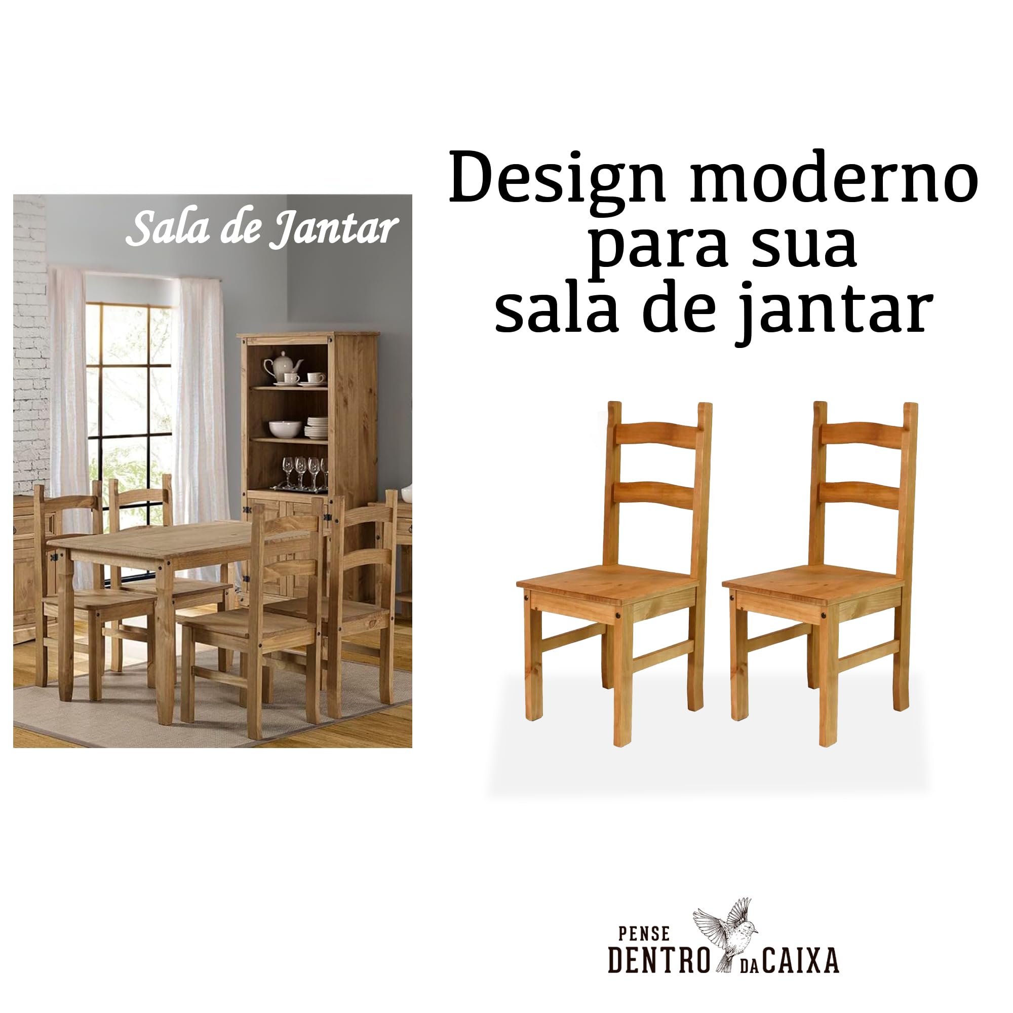 Solid Wood Dining Chairs Set of 2 - Sturdy Corona Style Furniture for Kitchen, Dining Room & Breakfast Nook - Modern Farmhouse Home Decor