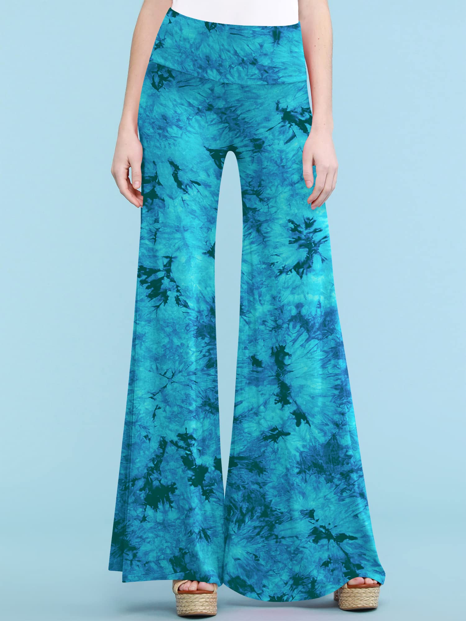 Trendy Women's Tie Dye Palazzo Pants - Comfortable Flowy Wide Leg Yoga Pants for Summer, Beach, Lounge & Boho Fashion