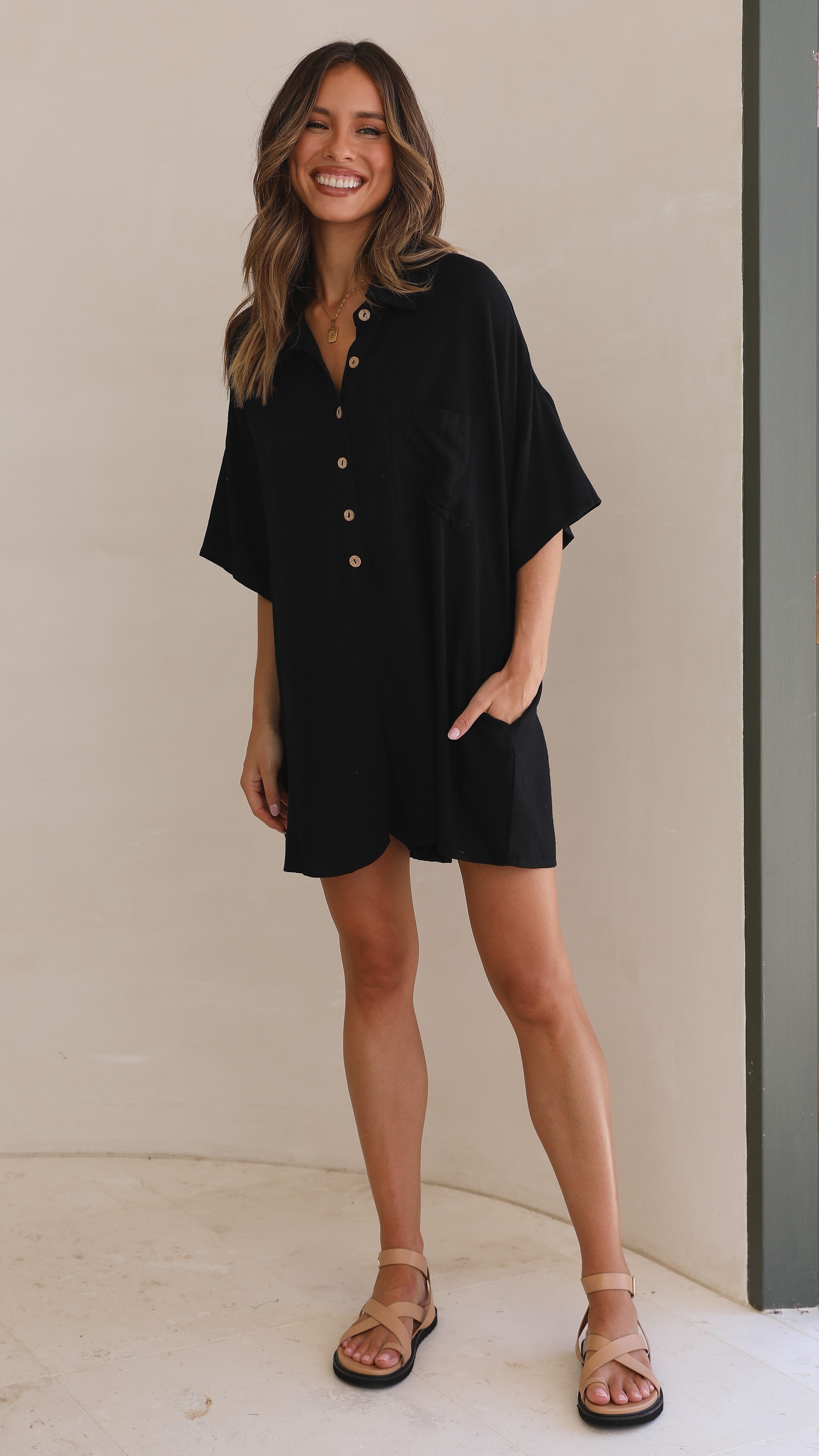 Keely Women's Black Playsuit - Stylish & Comfortable Jumpsuit for Casual Outings, Parties & Summer Vacations