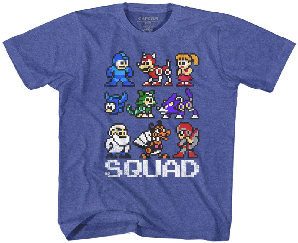 **Mega Man Unisex Kids Squad T-Shirt - Retro Video Game Character Graphic Tee for Boys & Girls - Perfect for Gaming, Cosplay & Casual Wear**