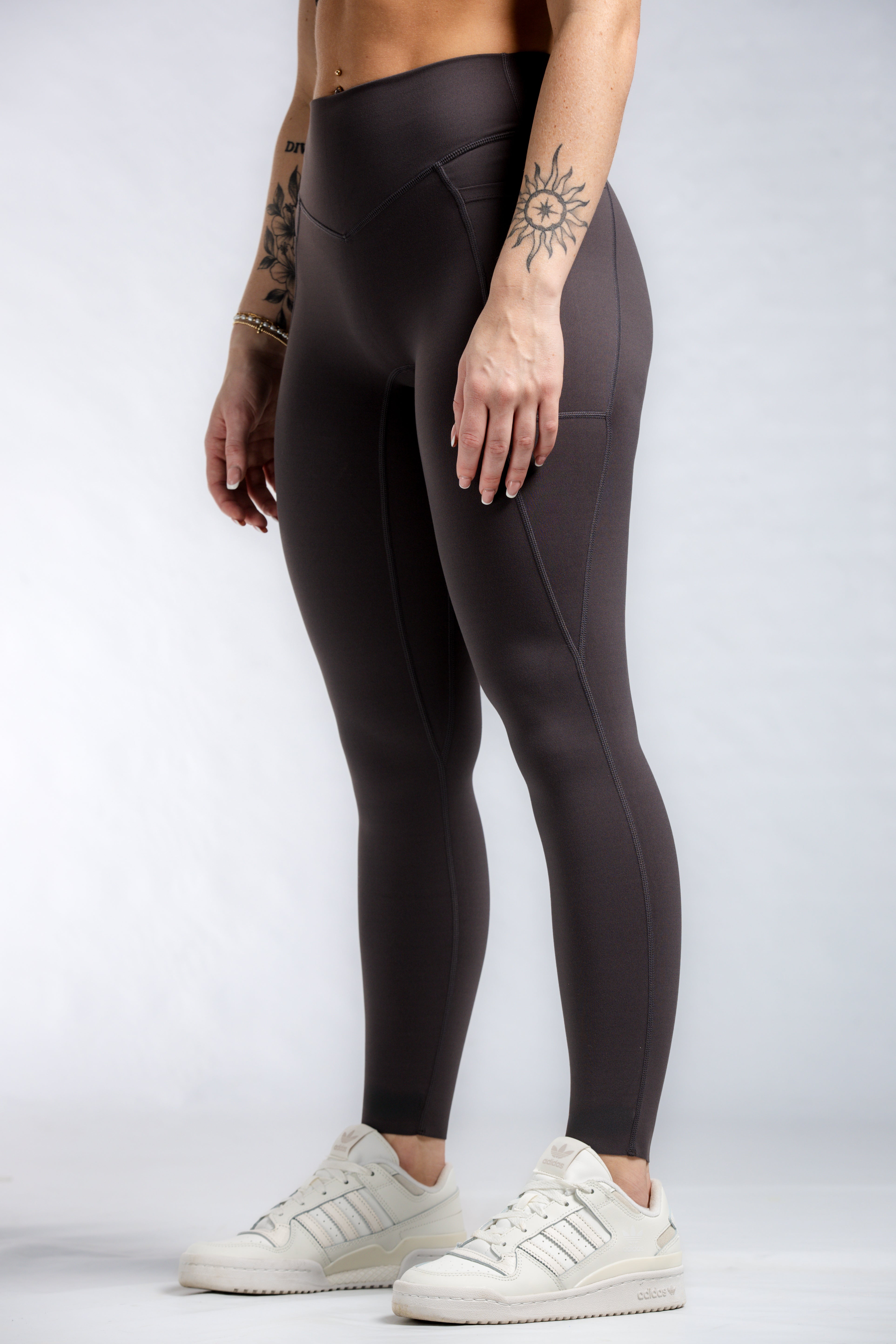 NKD High Waist Leggings with Pockets - Gunmetal Grey | Yoga, Running, Gym & Everyday Wear