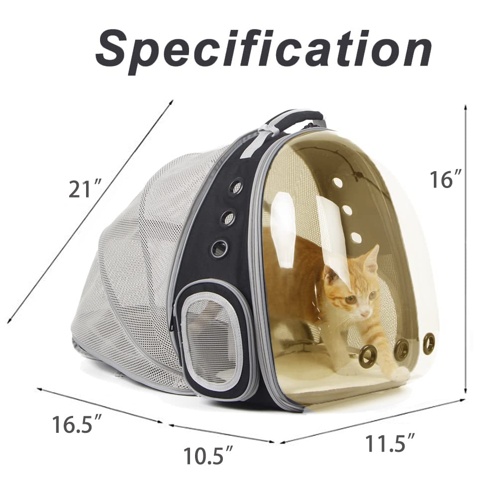 Expandable Cat Backpack Carrier for Small Pets - Fits Up to 12 lbs, Space Capsule Design with Polarized Bubble Window - Perfect for Travel, Hiking & Vet Visits