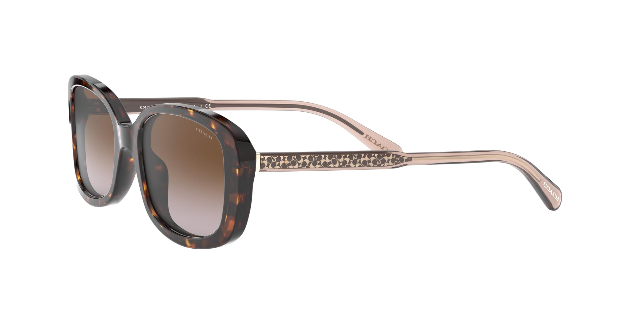 Coach HC8278 Sunglasses for Women - Dark Tortoise/Brown Gradient Lenses, 53mm UV Protection - Perfect for Driving, Beach & Outdoor Activities