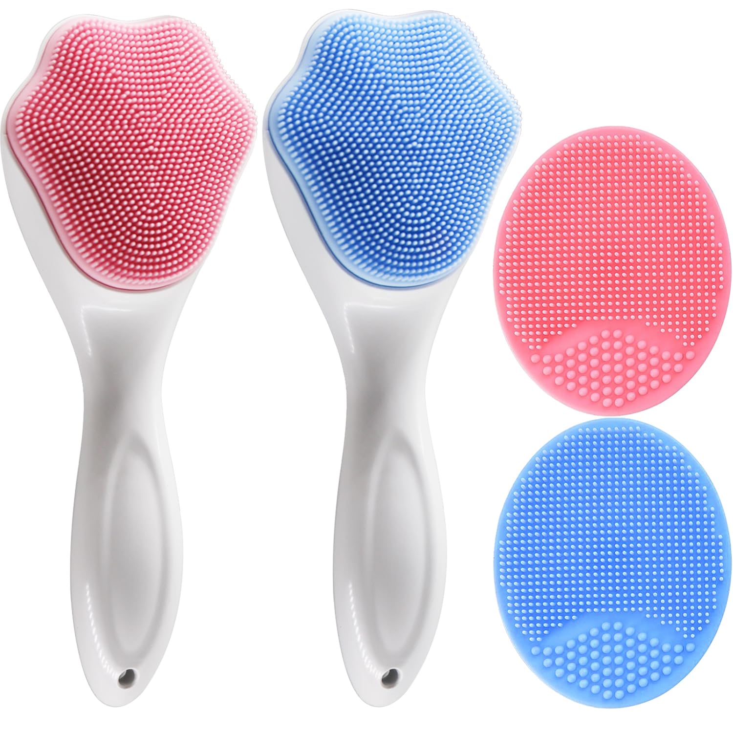 Deep Cleansing Facial Scrubber - 4 Pack Silicone Exfoliating Brush for Blackhead & Acne Removal | Gentle Face Wash Brush for Pore Cleansing & Skin Care | Perfect for Daily Skincare Routine & Travel