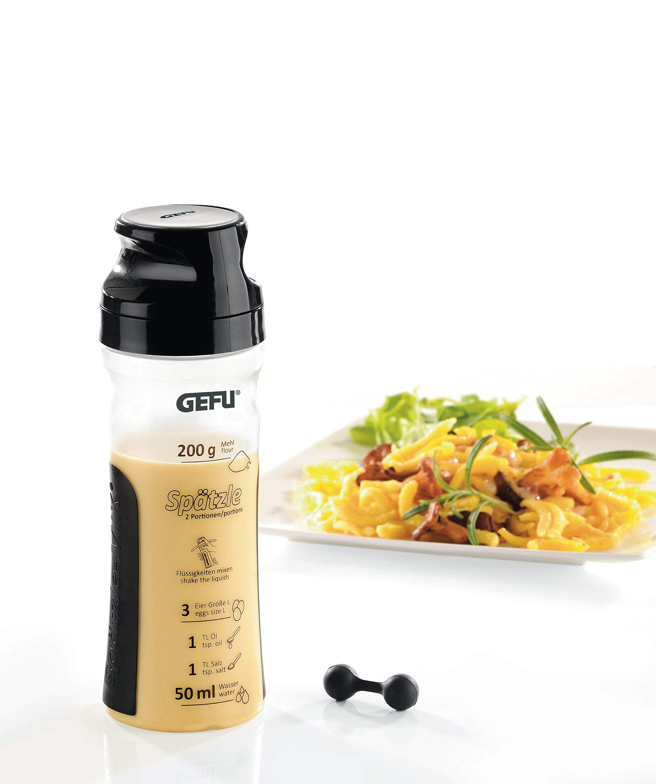GEFU Stainless Steel Crepe & Pancake Batter Shaker - Easy Pour Spout for Perfect Homemade Crepes, Pancakes, and Waffles - Ideal for Breakfast, Brunch, and Family Cooking