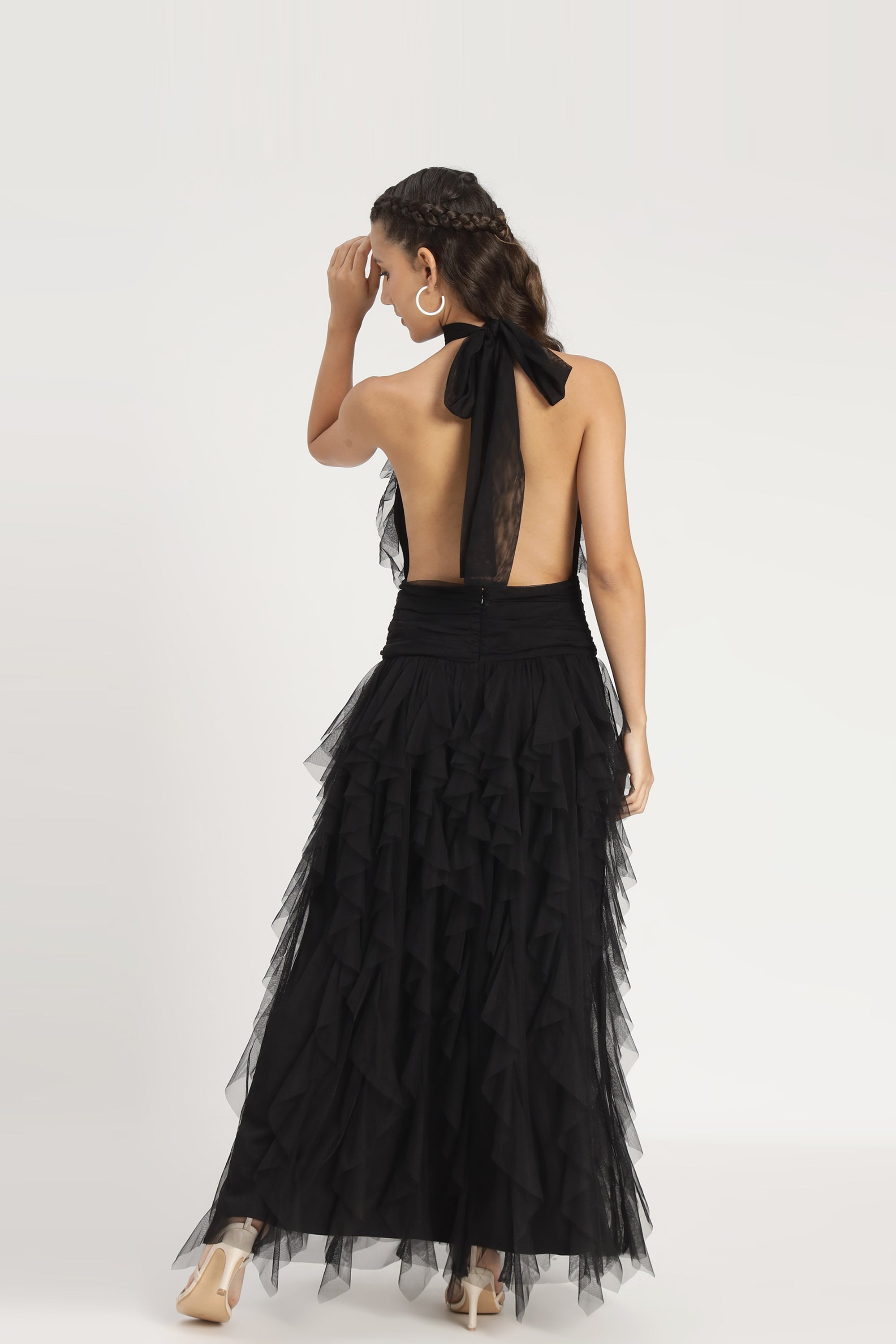 Tabitha Maxi Ruffle Dress in Black - Elegant Long Flowy Dress for Women | Perfect for Weddings, Parties & Special Occasions