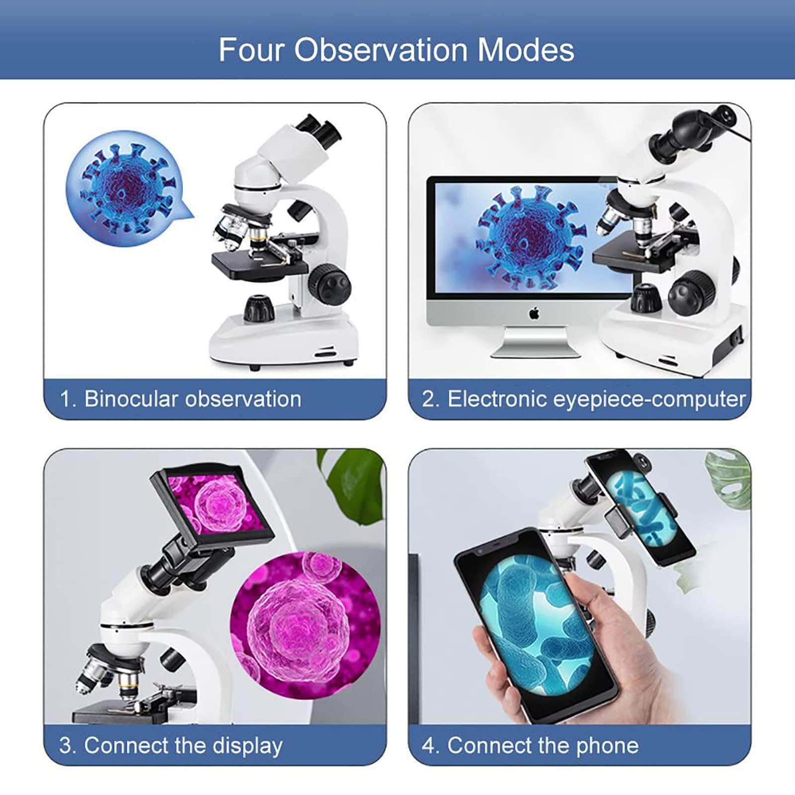 High-Powered Binocular Microscope for Kids, Students & Adults - 15000x Magnification with Dual LED Illumination & Phone Adapter | Perfect for Science Experiments, Classroom Learning & Home Education | Compatible with Computers & Mobile Phones