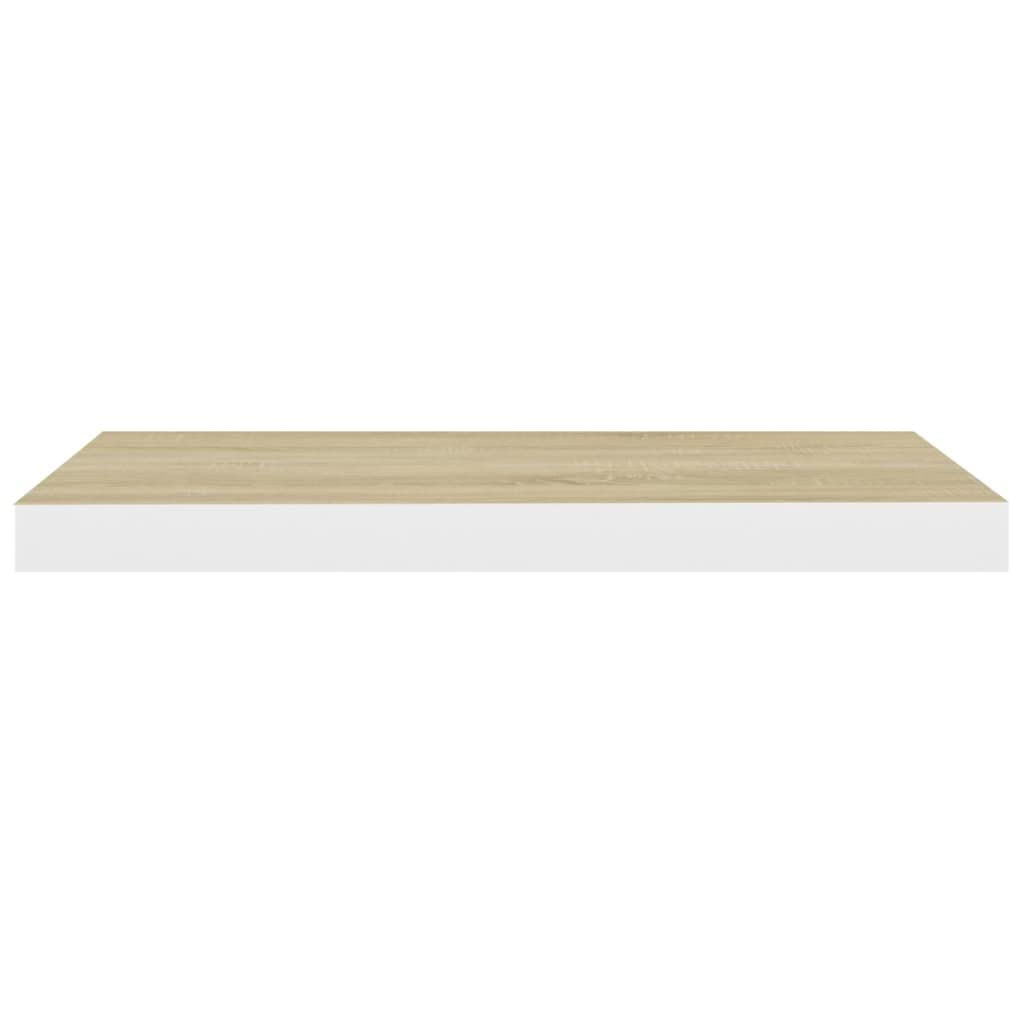 Floating Shelves Wall Mount - Set of 4 Oak & White MDF Shelves 23.6x9.3x1.5 Inches - Multi-Functional Display & Storage Shelves for Bedroom, Living Room, Bathroom, Kitchen, Office - Perfect for Books, Decor, Plants & Organizing Small Items