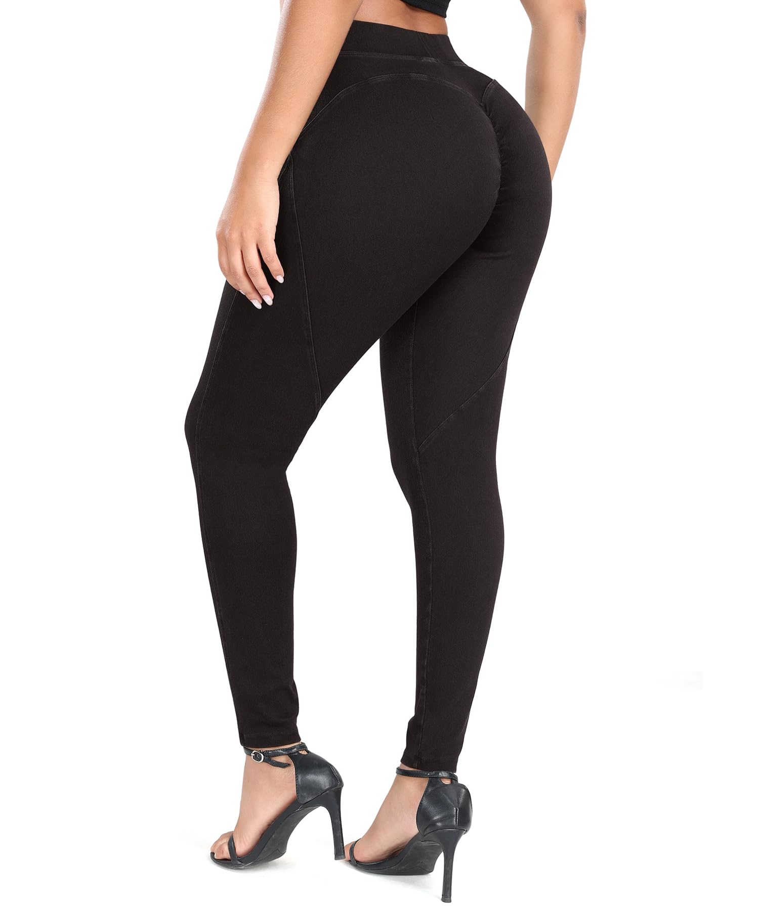 SEASUM Women's High Waisted Butt Lifting Jeans - Heart Shaped Design, Stretchy & Comfortable Vintage Style Leggings for Casual Wear, Dating & Night Out