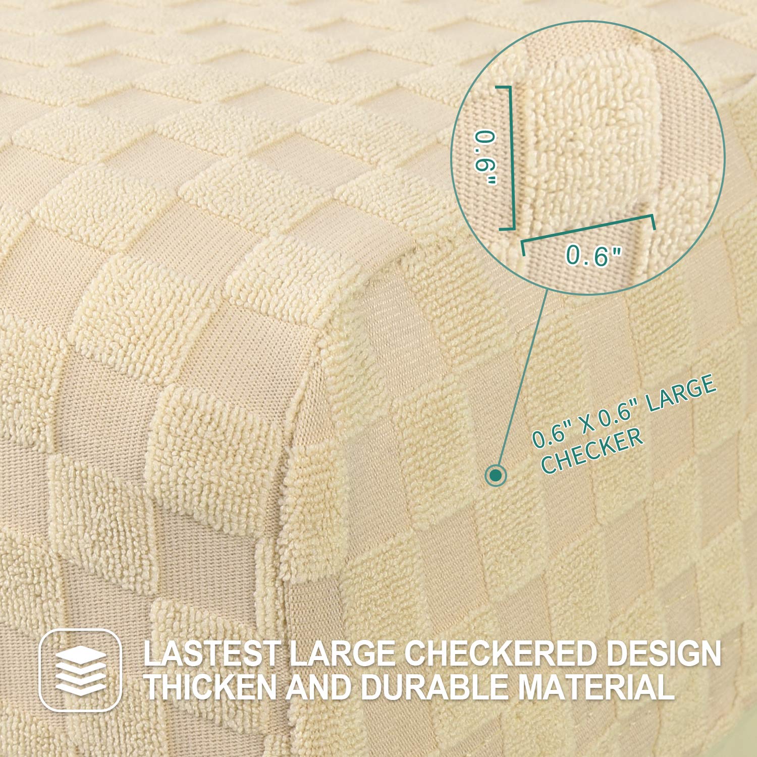 YEMYHOM Stretch Wingback Chair Slipcover - Jacquard Design Wing Chair Cover with Non-Slip Foam Rods, Furniture Protector for Living Room, Bedroom, Office - Beige (Fits Most Wingback Chairs) | Easy to Install & Wash, Perfect for Home Decor & Pet Protection