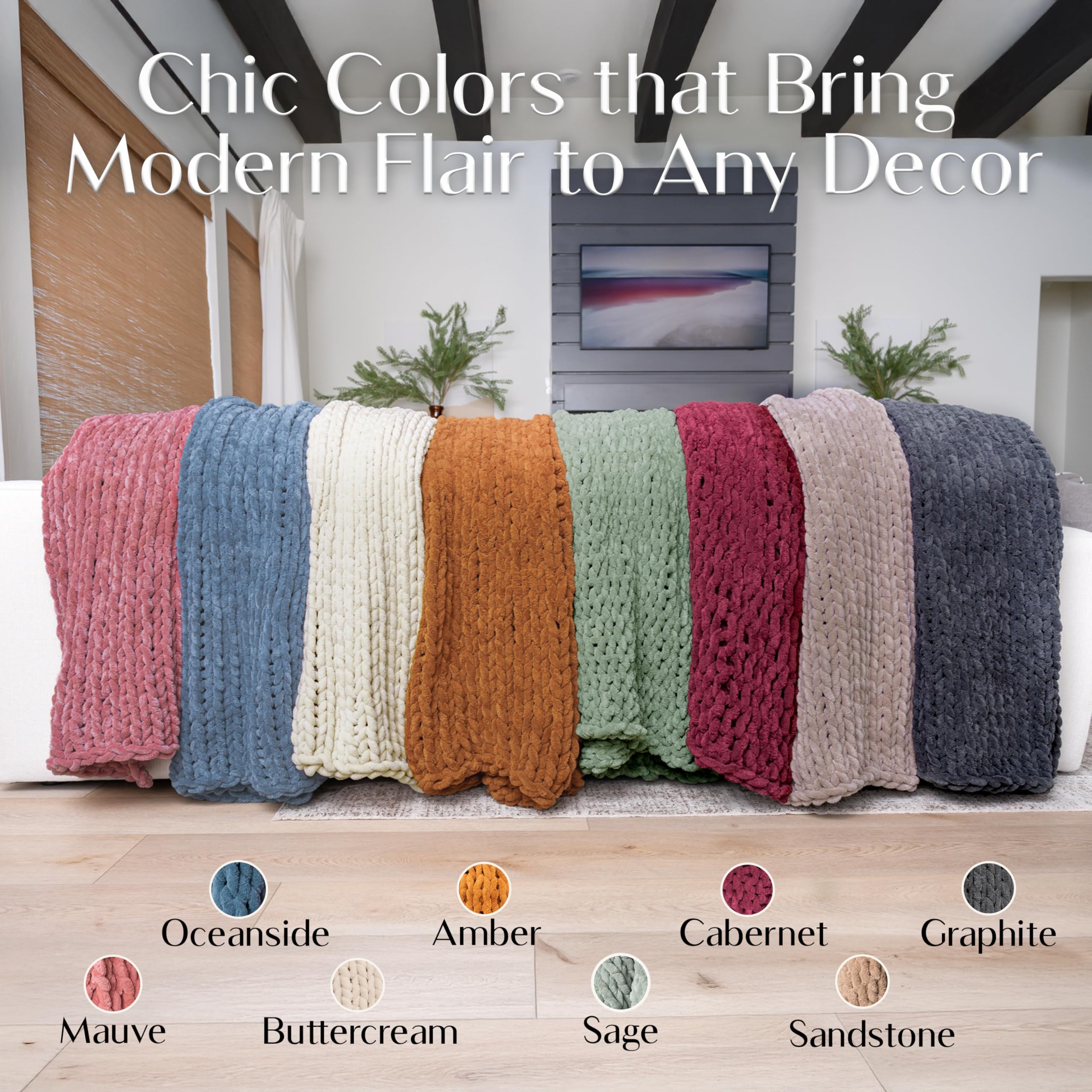 Samiah Luxe Chunky Knit Blanket Throw 50x60