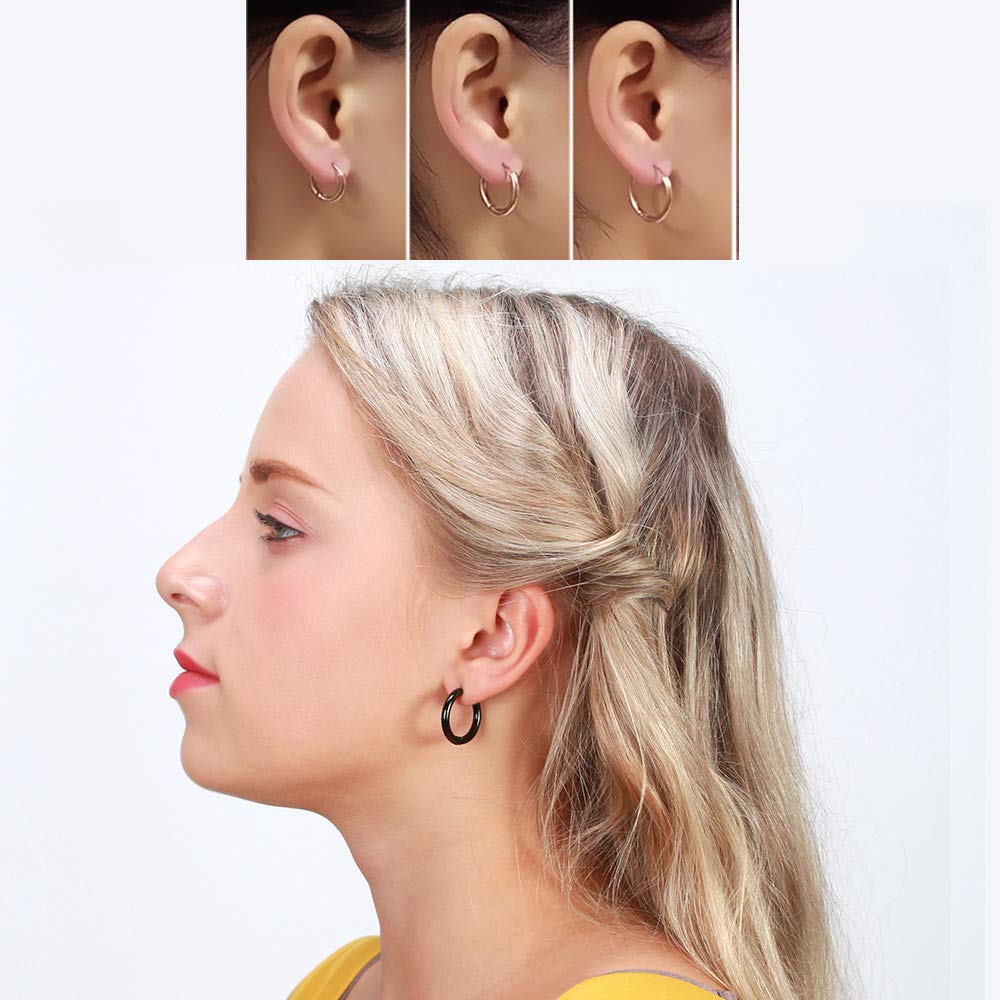 316L Surgical Stainless Steel Huggie Hoop Earrings - 6mm 8mm 10mm 11mm 12mm 14mm Hypoallergenic Cartilage Helix Earrings - Hinged Sleeper Hoops for Men & Women - Perfect for Daily Wear, Work & Special Occasions