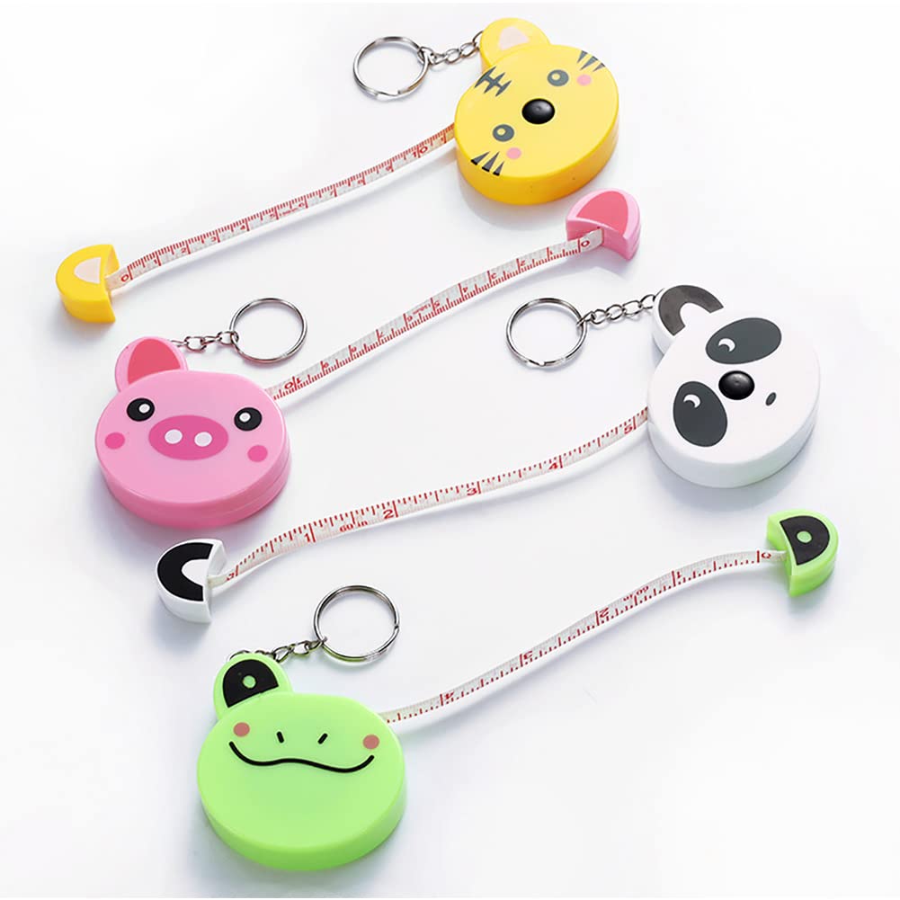 4pcs 60-Inch (1.5 Meter) Soft Retractable Measuring Tape - Cute Kawaii Animal Design for Body Measurements, Sewing & Tailoring | Perfect for DIY Crafts, Fashion Design & Home Improvement Projects