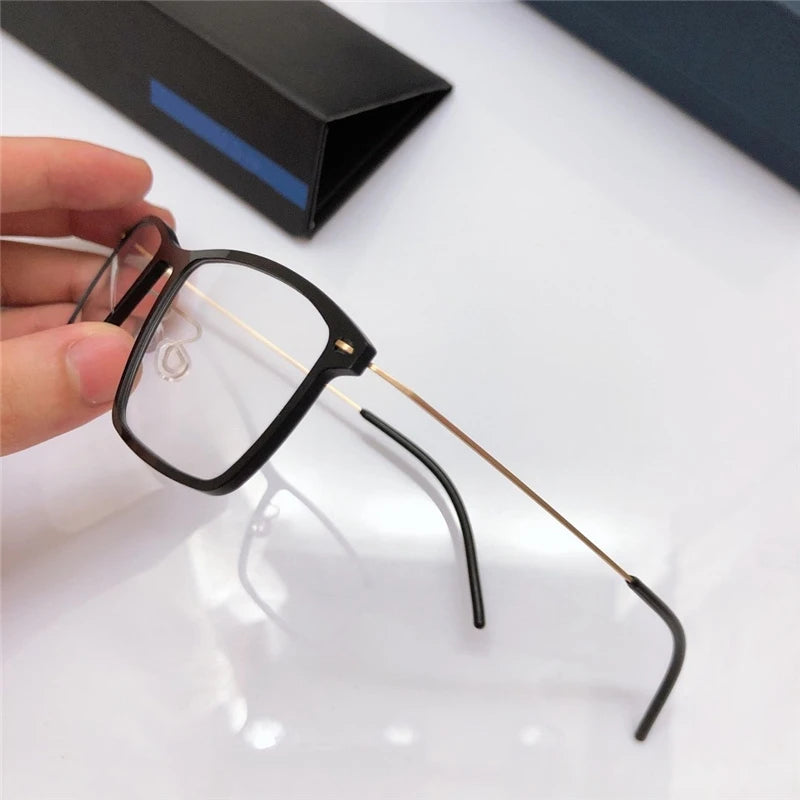 Aimee Unisex Full Rim Square Screwless Titanium Acetate Eyeglasses 6544 - Lightweight Durable Eyewear for Work, Reading & Fashion | Trendy Square Frame Glasses for Men & Women