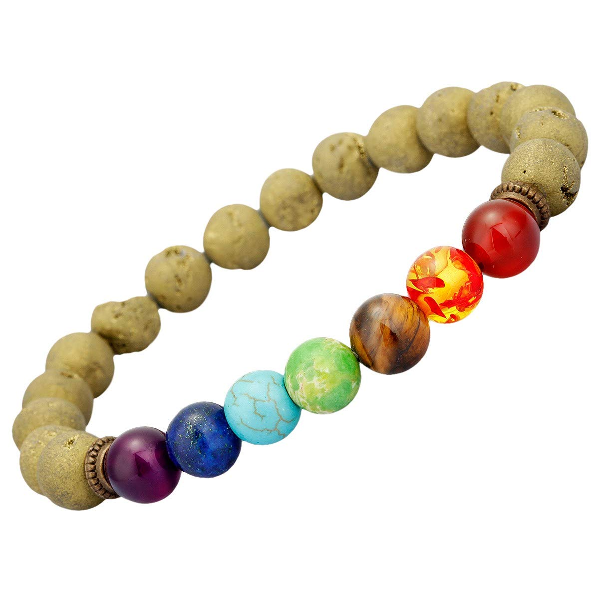 Natural Lava Rock Beads Bracelet for Men & Women - 8mm Chakra Healing Stones, Aromatherapy Essential Oil Diffuser - Yoga, Meditation & Spiritual Wellness Accessory