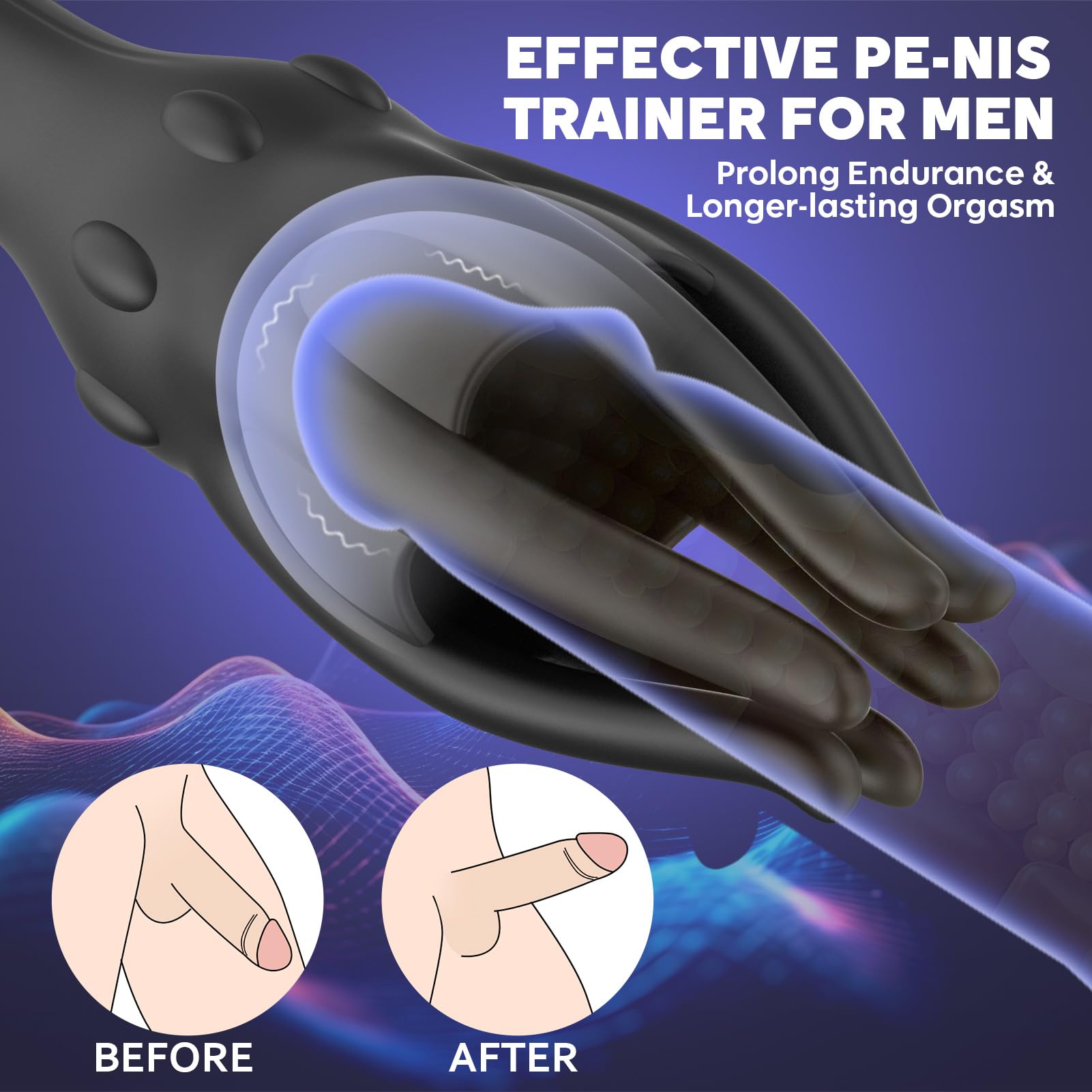 Premium Male Masturbator with 10 Vibration Modes - Penis Stimulator & Glans Trainer for Men | Sensitivity Reduction & Endurance Training | Adult Sex Toy for Solo Play & Couples Fun