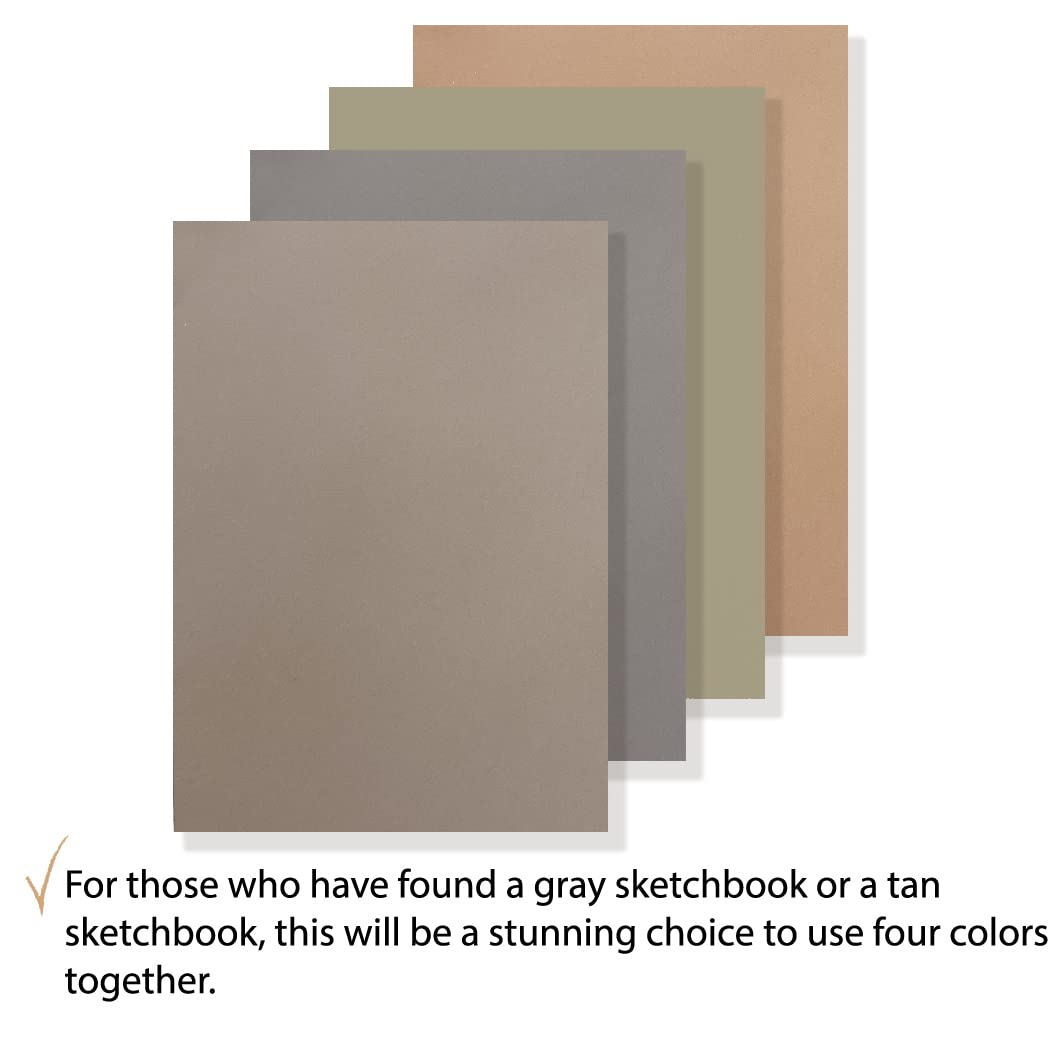Premium Toned Gray & Tan Sketchbook - 4 Colors, 40 Sheets, 7.2