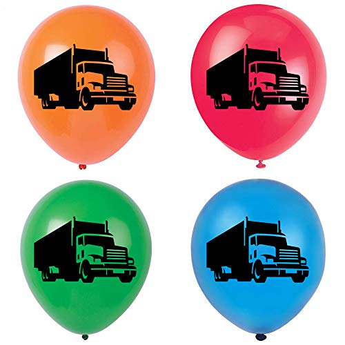 12 Inch Latex Truck Balloons (16 Pack) - Fun Kids Birthday Party Decorations & Supplies for Truck Themed Celebrations, Baby Showers, and Classroom Events