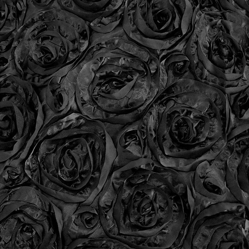 90x132 Inch Satin Ribbon Roses Rectangle Tablecloth - Elegant Dining Table Cover for Weddings, Parties & Home Decor