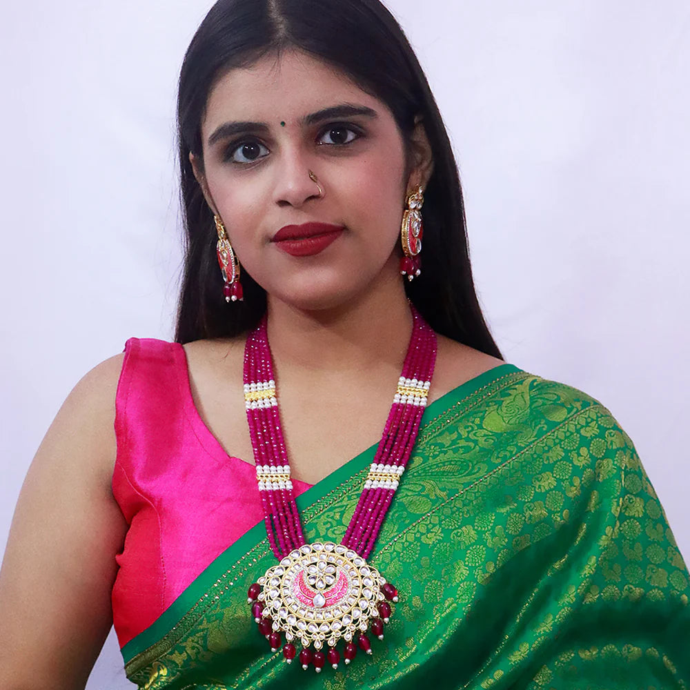 Luxury Gold Plated Royal Kundan Long Necklace for Women - Elegant Indian Bridal Jewelry for Weddings, Parties & Special Occasions
