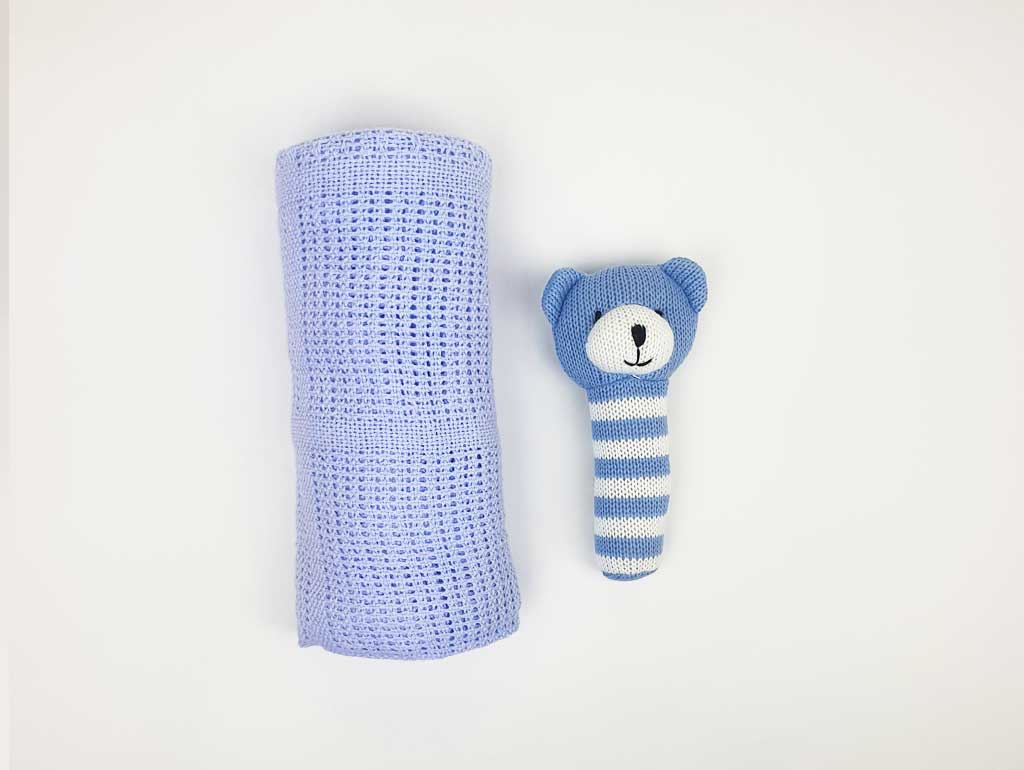Blue Baby Bear Gift Box for Boys - Adorable Newborn Baby Shower Gift Set for Boys - Perfect for Birthdays, Christenings, and Special Occasions