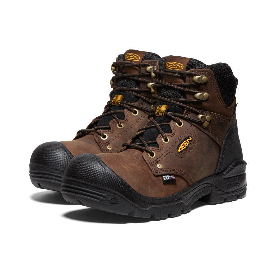 Men's Independence 6 Waterproof Work Boots - Soft Toe, Dark Earth/Black | Durable & Comfortable for Construction, Hiking & Outdoor Activities