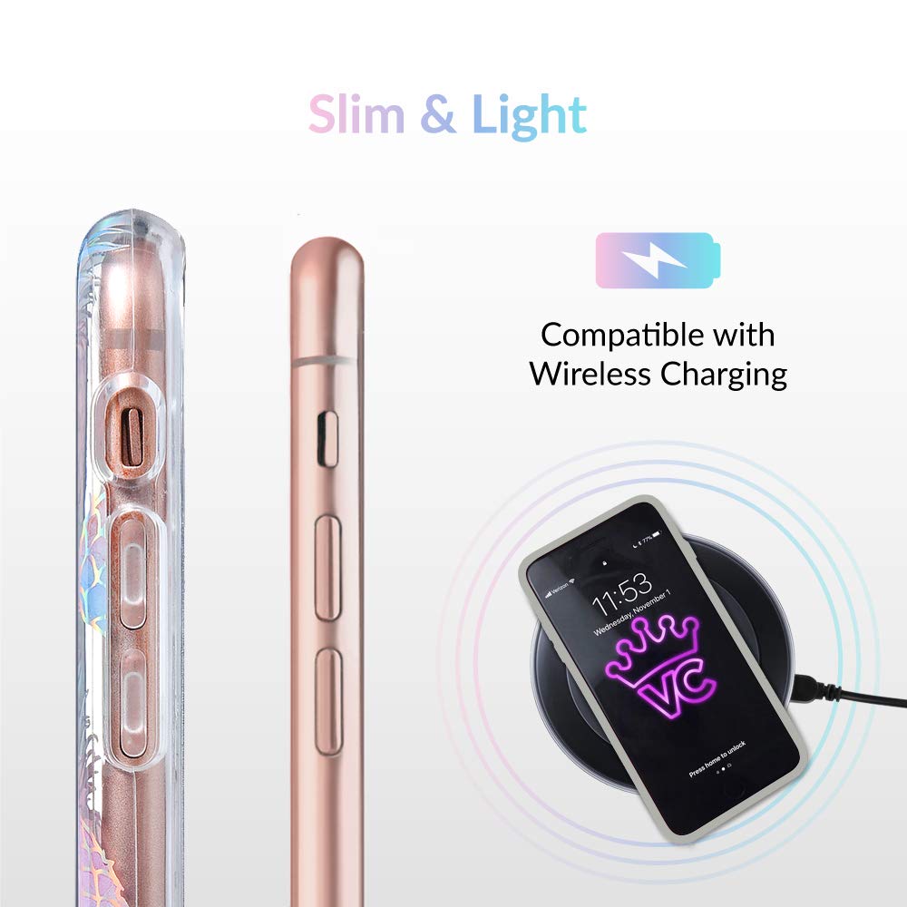 VELVET CAVIAR iPhone Xs & iPhone X Clear Protective Case - Cute Holographic Pineapple Design for Women & Girls | Shockproof Slim Cover for Everyday Use, Travel & Work