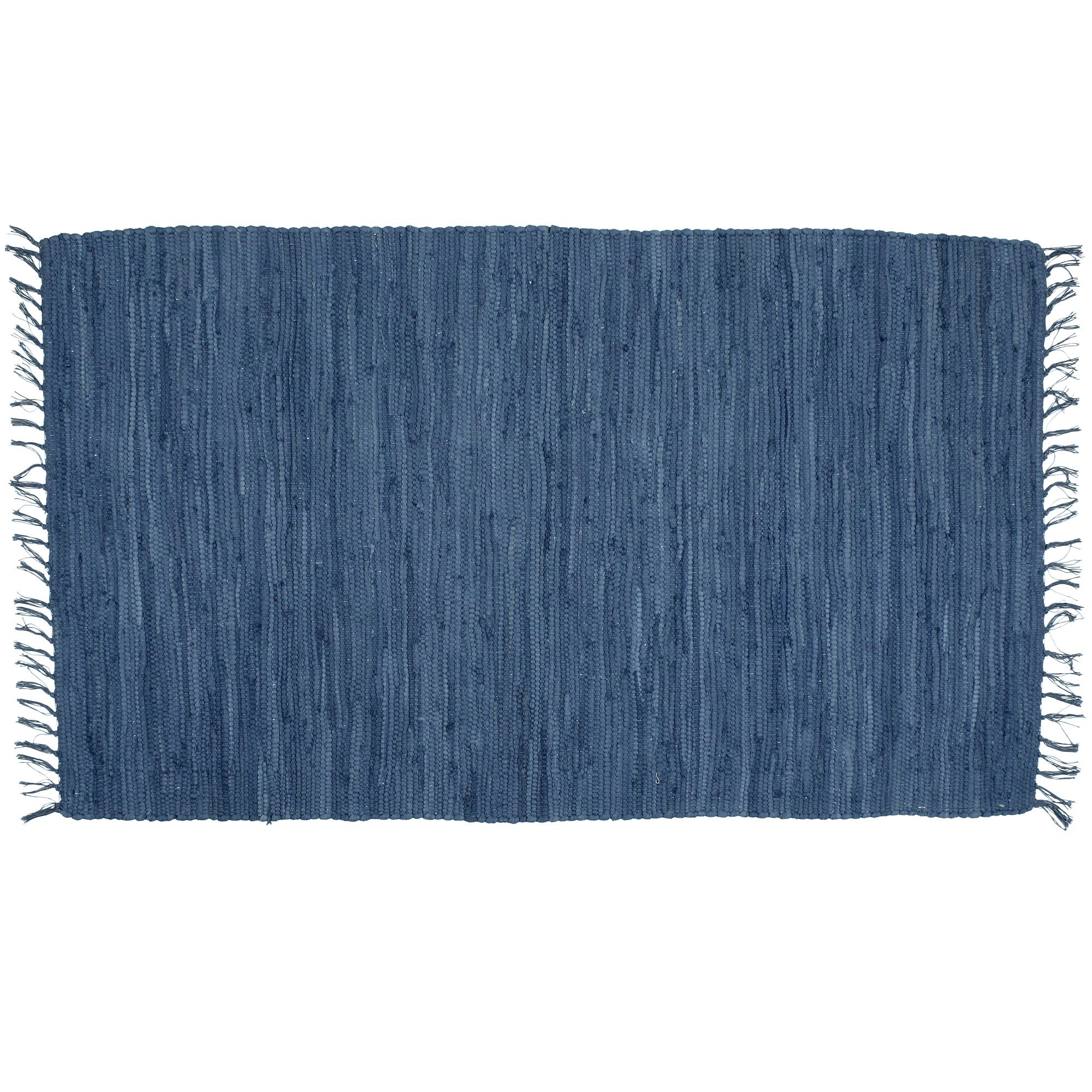 Hand Woven Blue Rag Rug Runner - 24