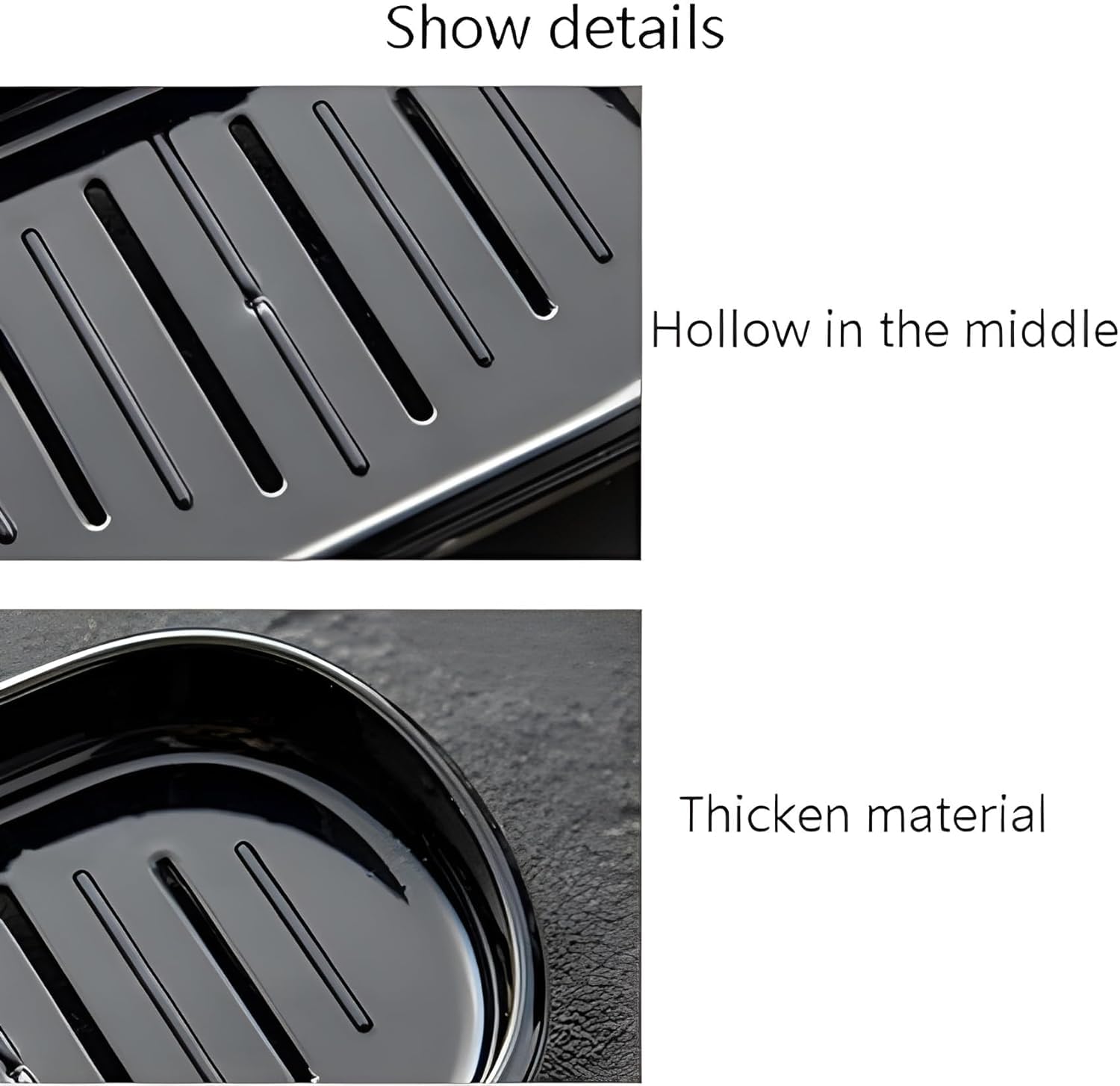 Boniry 2-Pack Heavy Duty Plastic Soap Holder with Drain Holes - Self Draining Soap Dish for Bathroom, Kitchen & Sink - Black Soap Case for Shower, Vanity & Countertop Organization