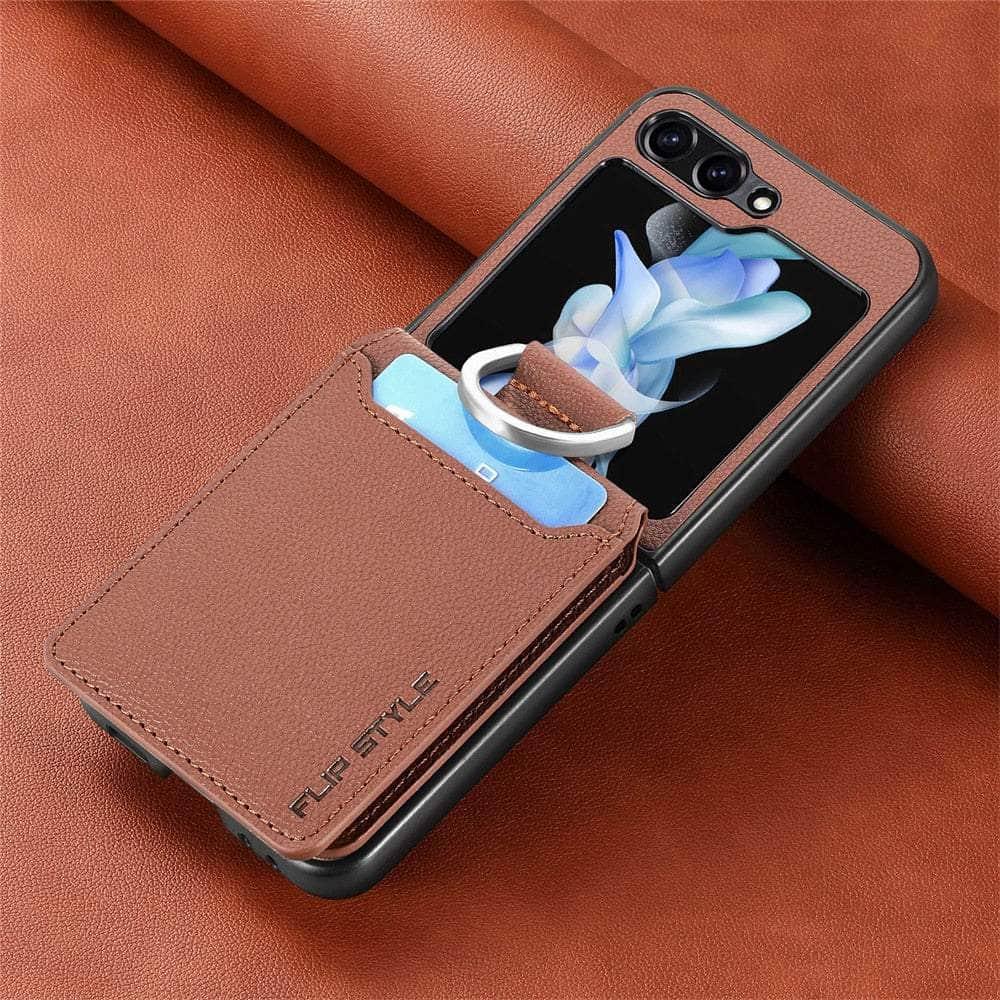 Premium Vegan Leather Case for Samsung Galaxy Z Flip 5 - Slim Protective Cover with Wallet Slot | Perfect for Work, Travel & Everyday Use