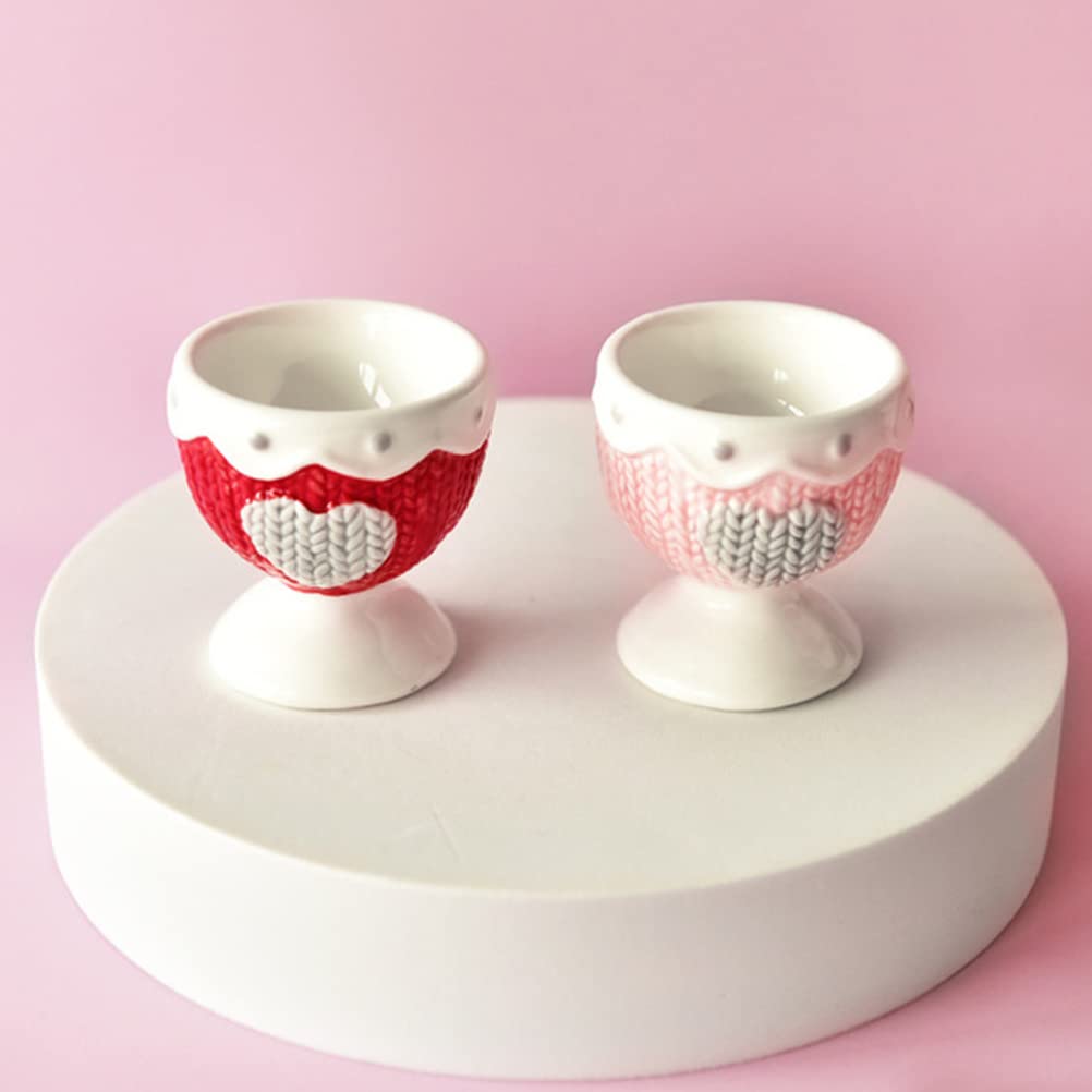 2-Pack Stainless Steel Egg Cups - Elegant Metal Egg Holders for Easter Decor, Kitchen Storage & Table Display - Durable Porcelain Egg Trays for Home, Restaurant & Party Serving