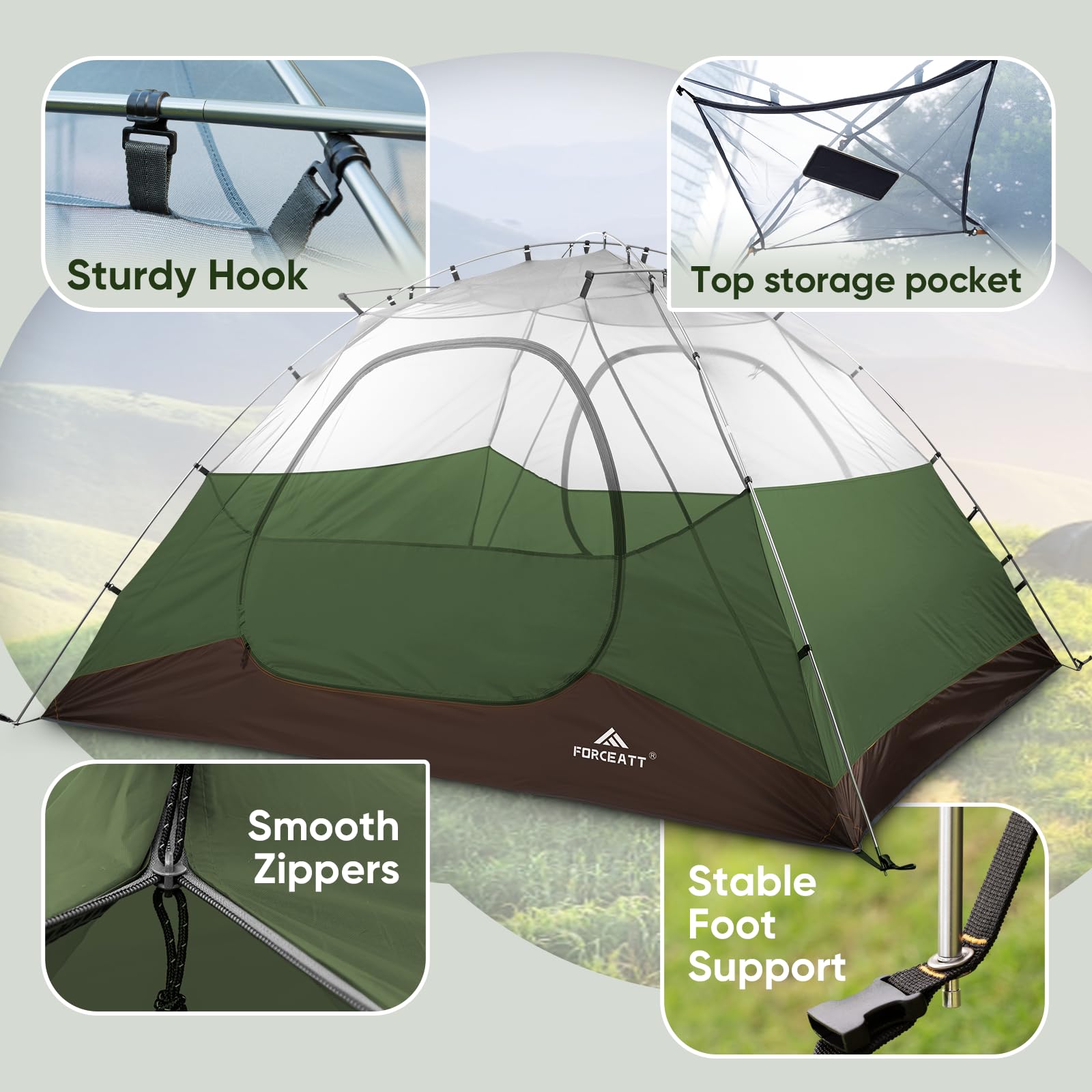Forceatt 2/3/4 Person Lightweight Backpacking Tent - Waterproof & Windproof Camping Tent for Outdoor Adventures, Hiking, Mountaineering - Perfect for Family Camping Trips and Backcountry Exploration