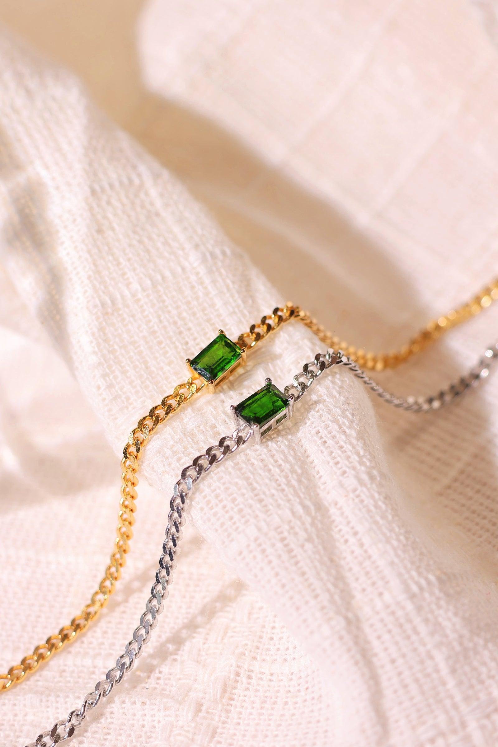 May Birthstone Diopside Bracelet - Elegant Green Gemstone Jewelry for Women, Perfect Gift for Mother's Day, Birthday & Special Occasions