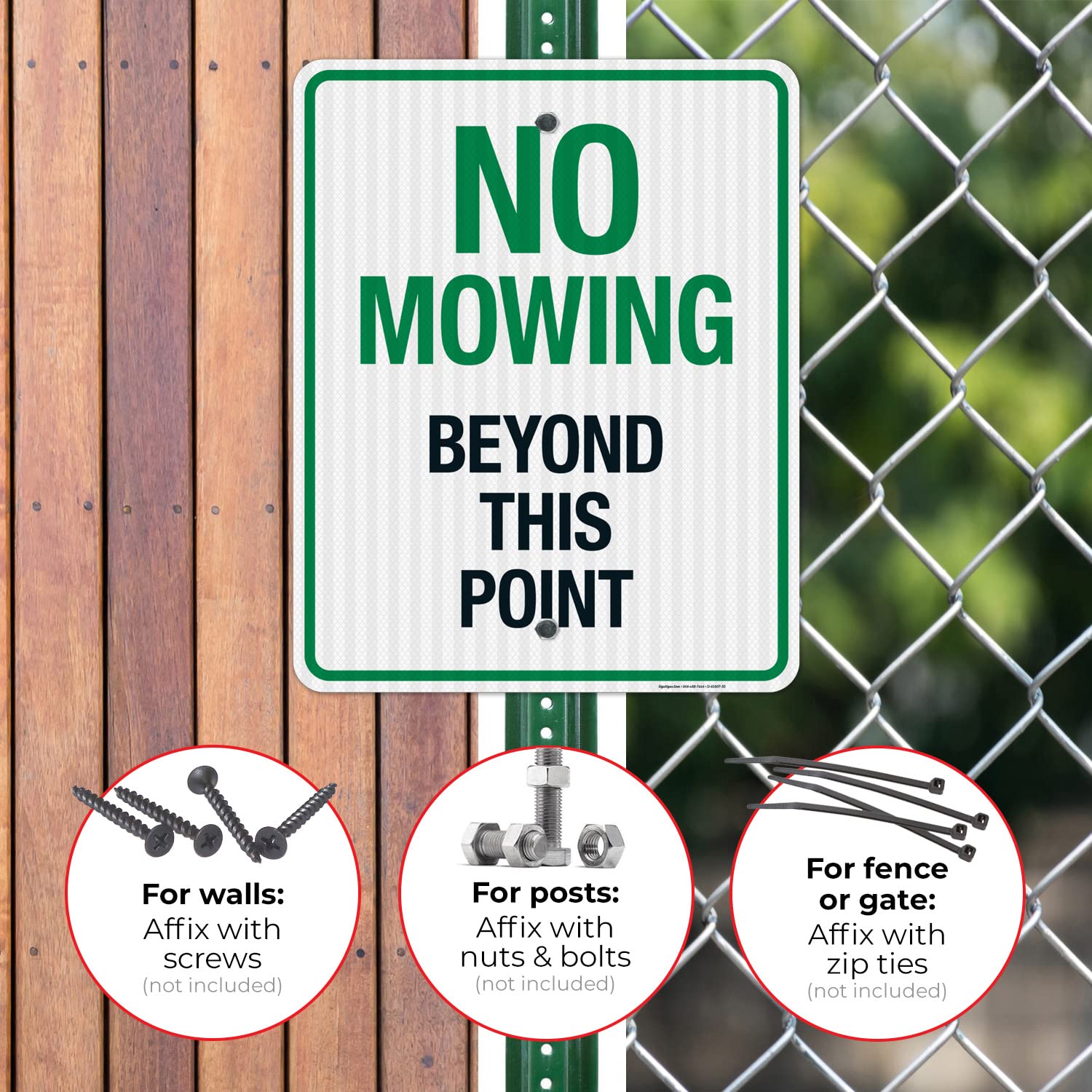 No Mowing Beyond This Point Sign - 24x30 Inches, 3M EGP Reflective .080 Aluminum, Fade Resistant, Made in USA - Durable Yard Sign for Property Boundaries & Safety Warnings