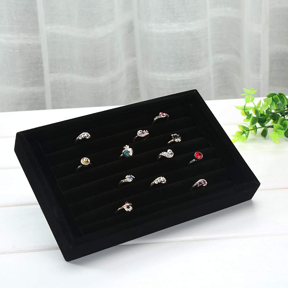Velvet Jewelry Display Tray - 1-2 Piece Ring & Earring Organizer Box (8.86