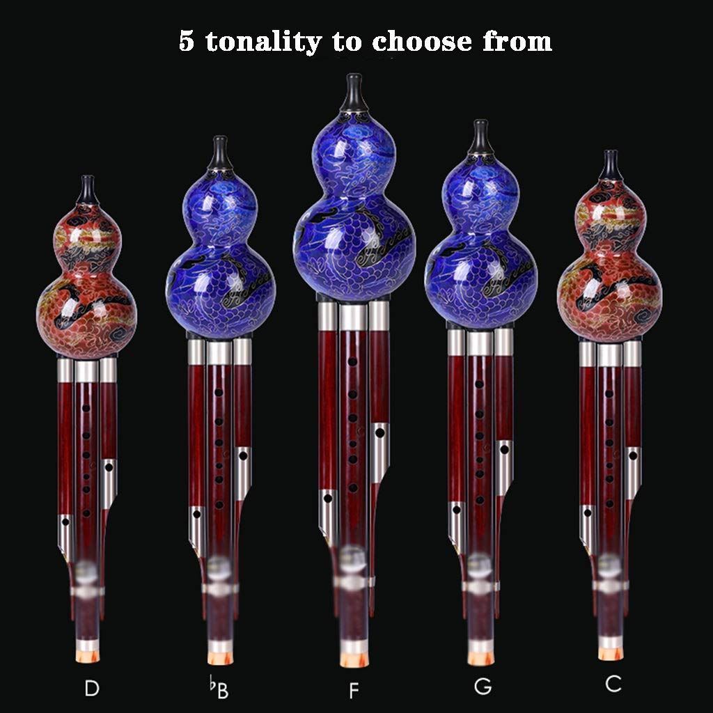 Traditional Chinese Cloisonne Gourd Flute (Hulusi) - Handcrafted Blue G-Key Instrument for Beginners & Professionals | Perfect Gift for Music Lovers | Ideal for Meditation, Cultural Performances & Music Therapy