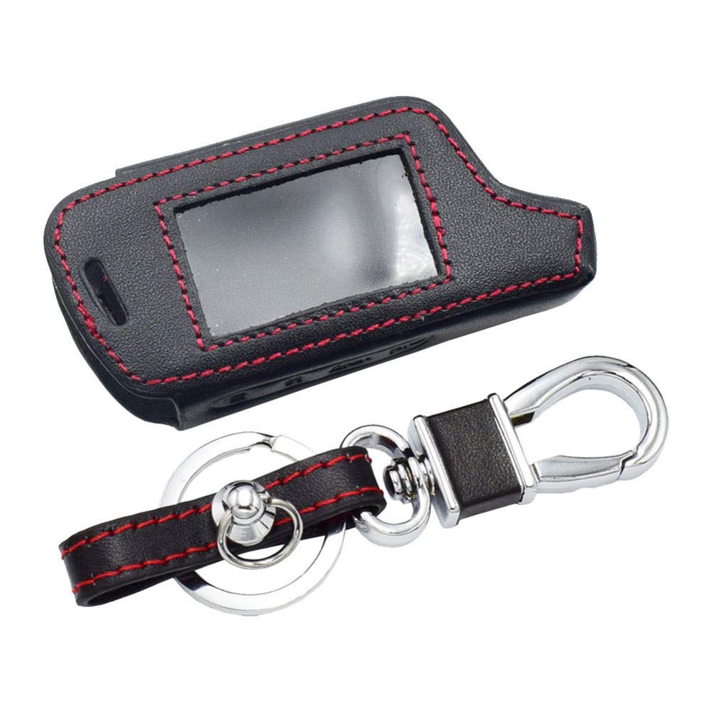 Tomahawk X3 X5 Two Way Car Alarm System Leather Key Case - Durable LCD Remote Control Shell Bag & Keychain Protector Cover Accessories for Enhanced Security & Style