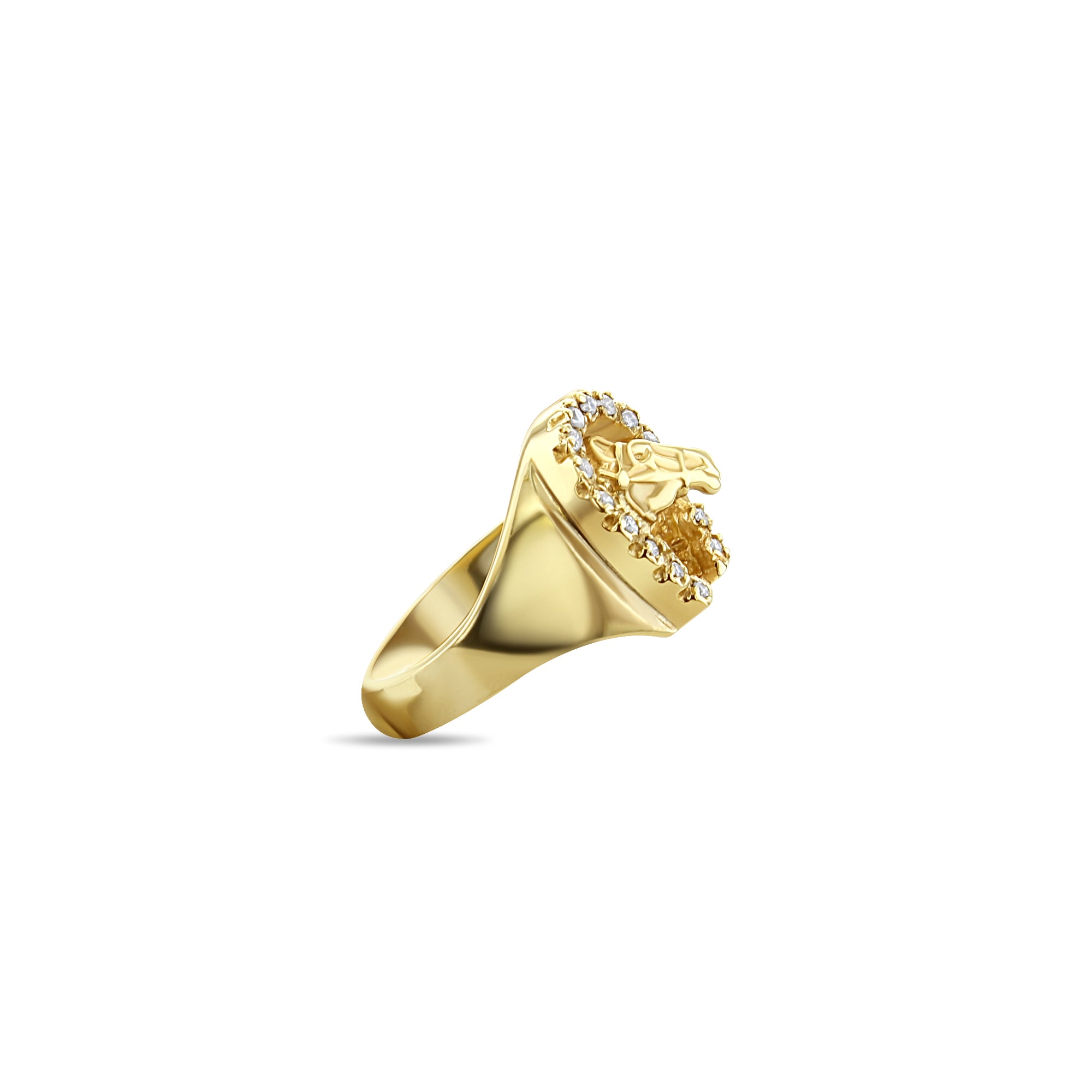 1/3CT Diamond Horseshoe with Horse Head Pendant in 14K Yellow Gold - Elegant Jewelry for Equestrian Lovers, Perfect Gift for Birthdays & Anniversaries