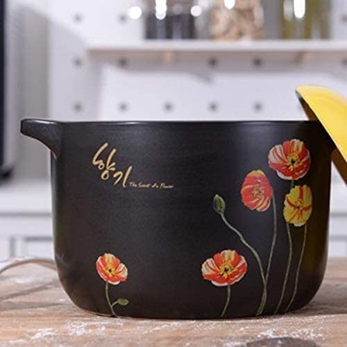 Black Heat-Resistant Ceramic Casserole Pot - Korean Style Stew Cookware for Soup, Braising & Slow Cooking | Durable Kitchen Pot for Stovetop & Oven Use | Perfect for Kimchi Jjigae, Army Stew & Homemade Soups
