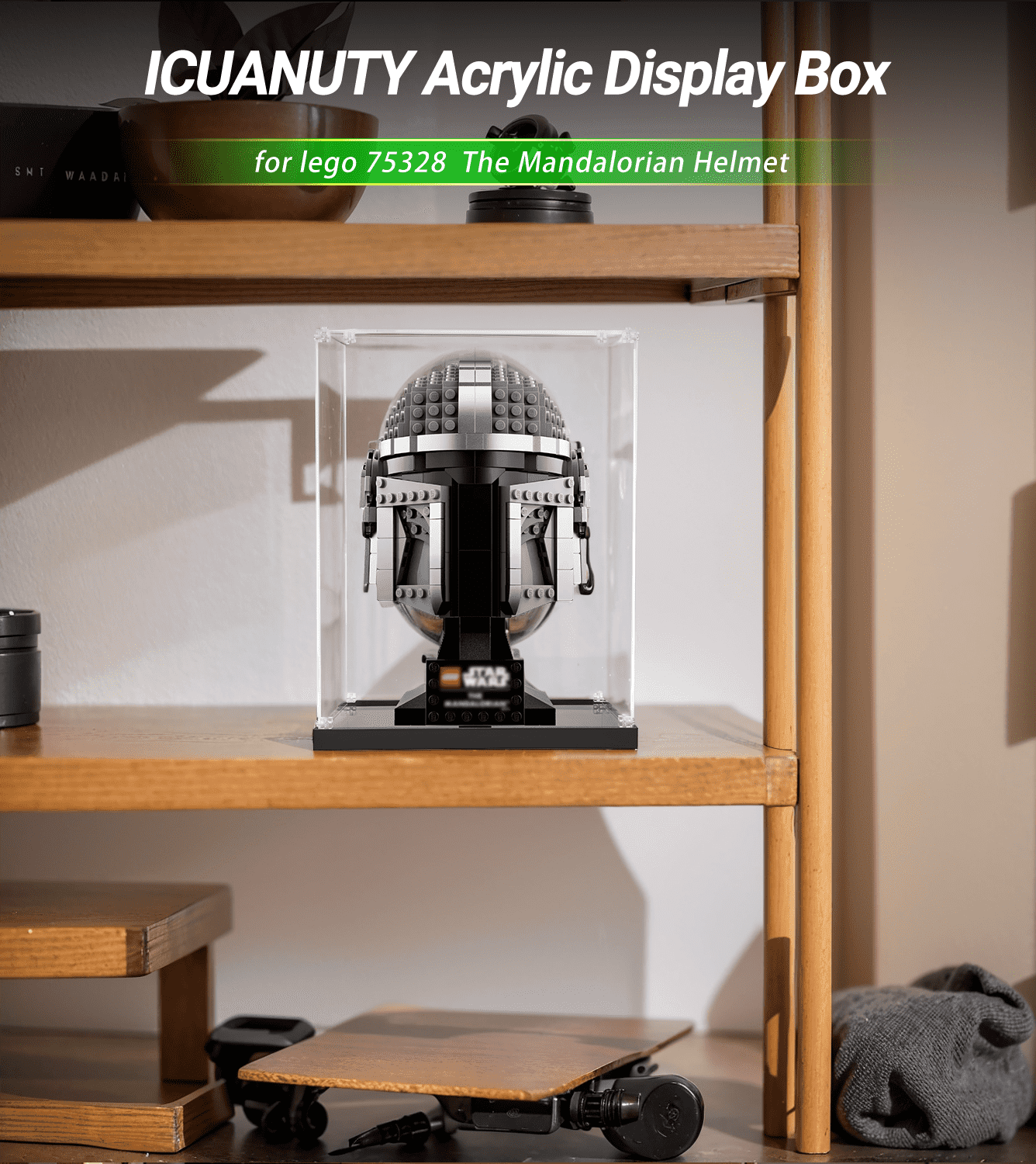 LEGO The Mandalorian Helmet 75328 Display Case - Clear Acrylic Showcase for Collectible LEGO Star Wars Sets | Perfect for Home Decoration, Office Display & Gift Giving