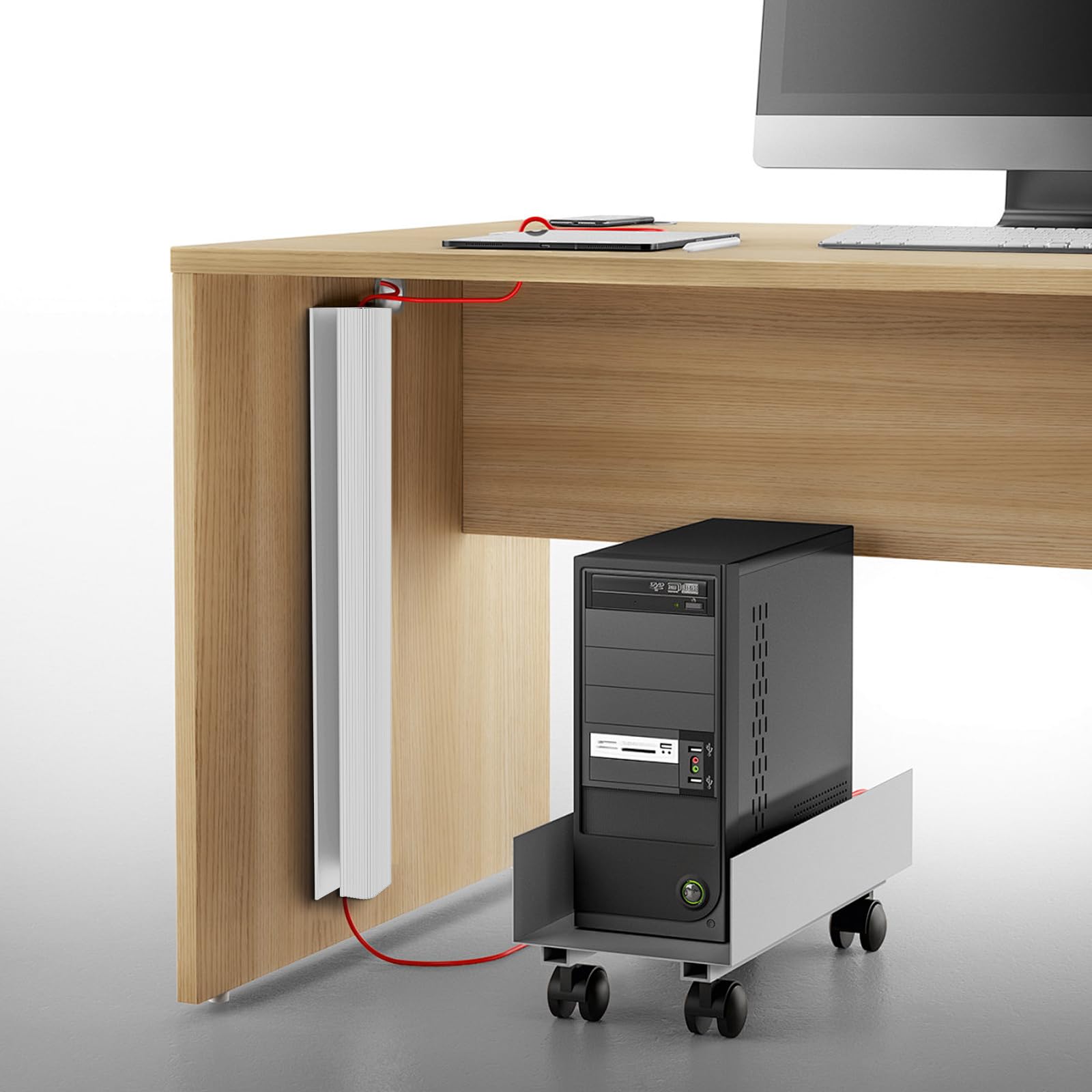 Under Desk Cable Management J Channel - Neat Cord Organizer for Home & Office Workspace | Wire Hider for Computer, TV & Electronics | Easy Installation Cable Tray Solution