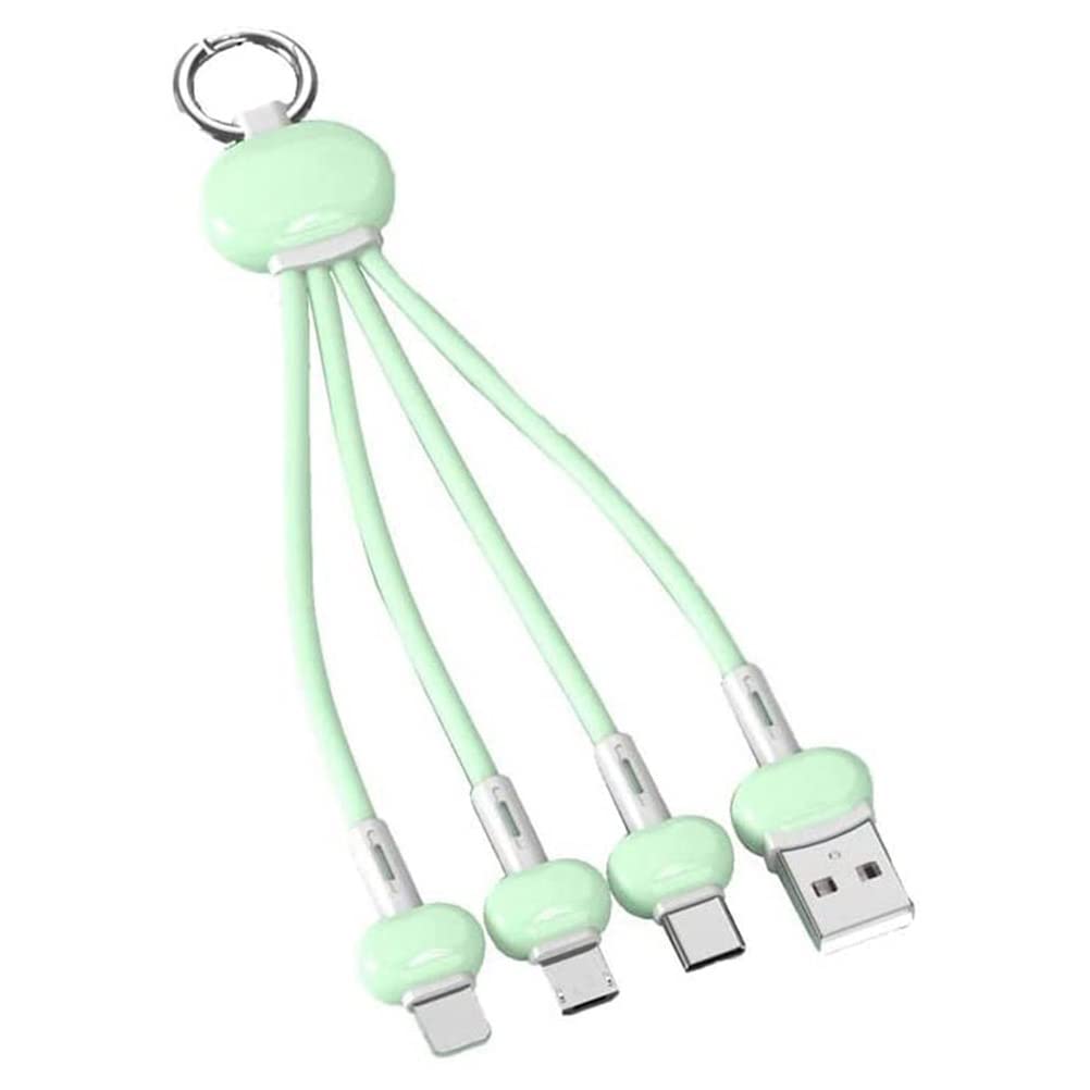 BTSEURY 3-in-1 Multi Charging Cable - Lightning/Micro USB/Type-C Silicone Keychain Charger for iPhone, Android, Samsung | Portable Travel, Home & Office Use