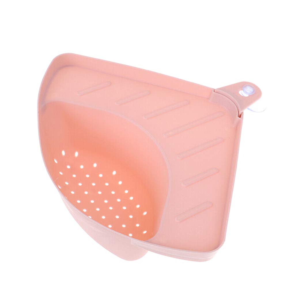 Triangular Sink Drain Shelf Storage Rack - Space Saving Organizer for Kitchen & Bathroom - Pink - Perfect for Storing Sponges, Soaps & Cleaning Supplies