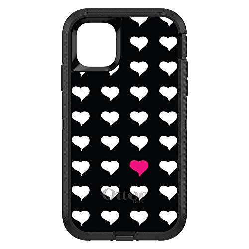 Pink White Black Repeating Hearts On Black Case