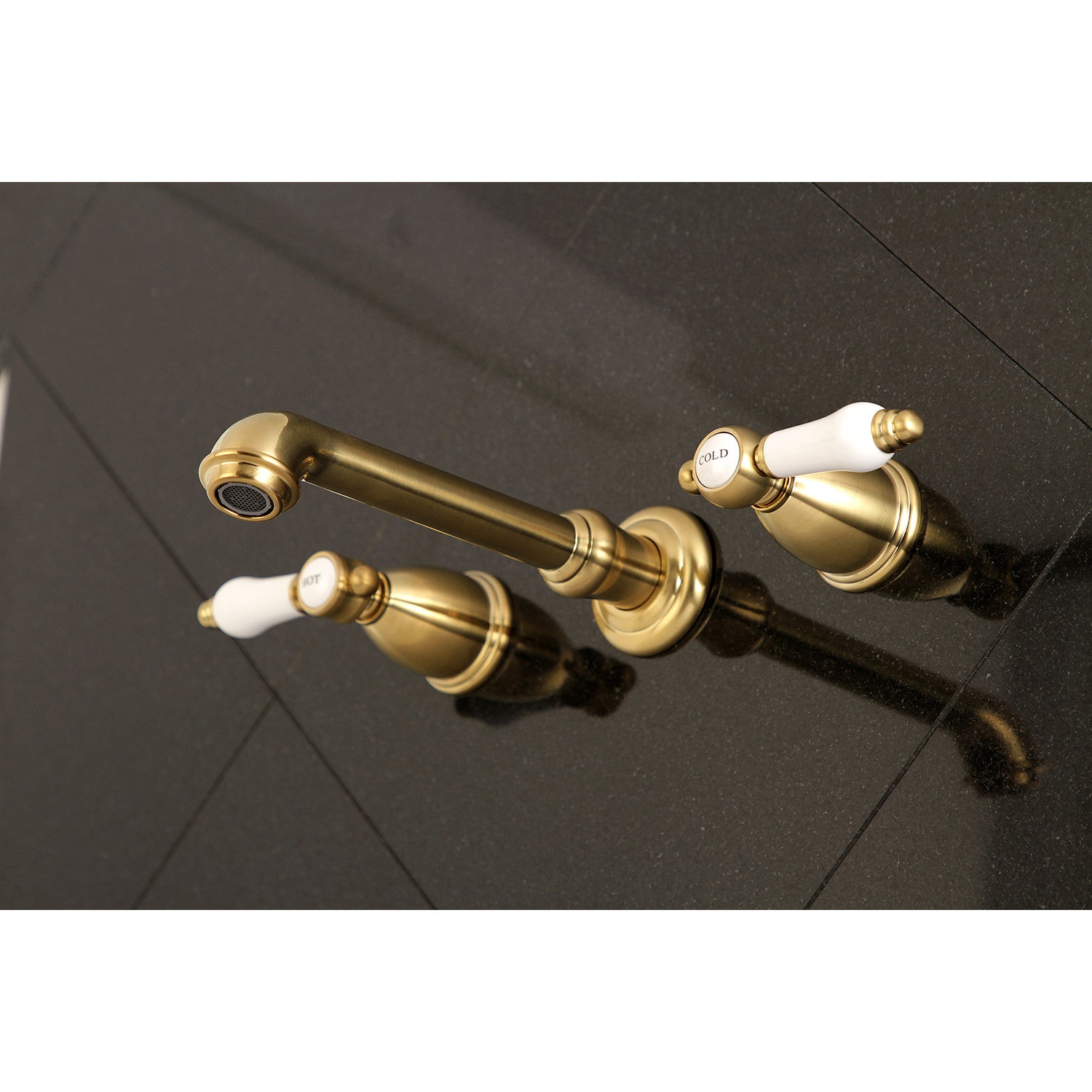 Bel Air KS7027BPL Brushed Brass Roman Tub Faucet - 2 Handle Wall Mount Bathroom Fixture for Luxury Spa & Soaking Tub Experience