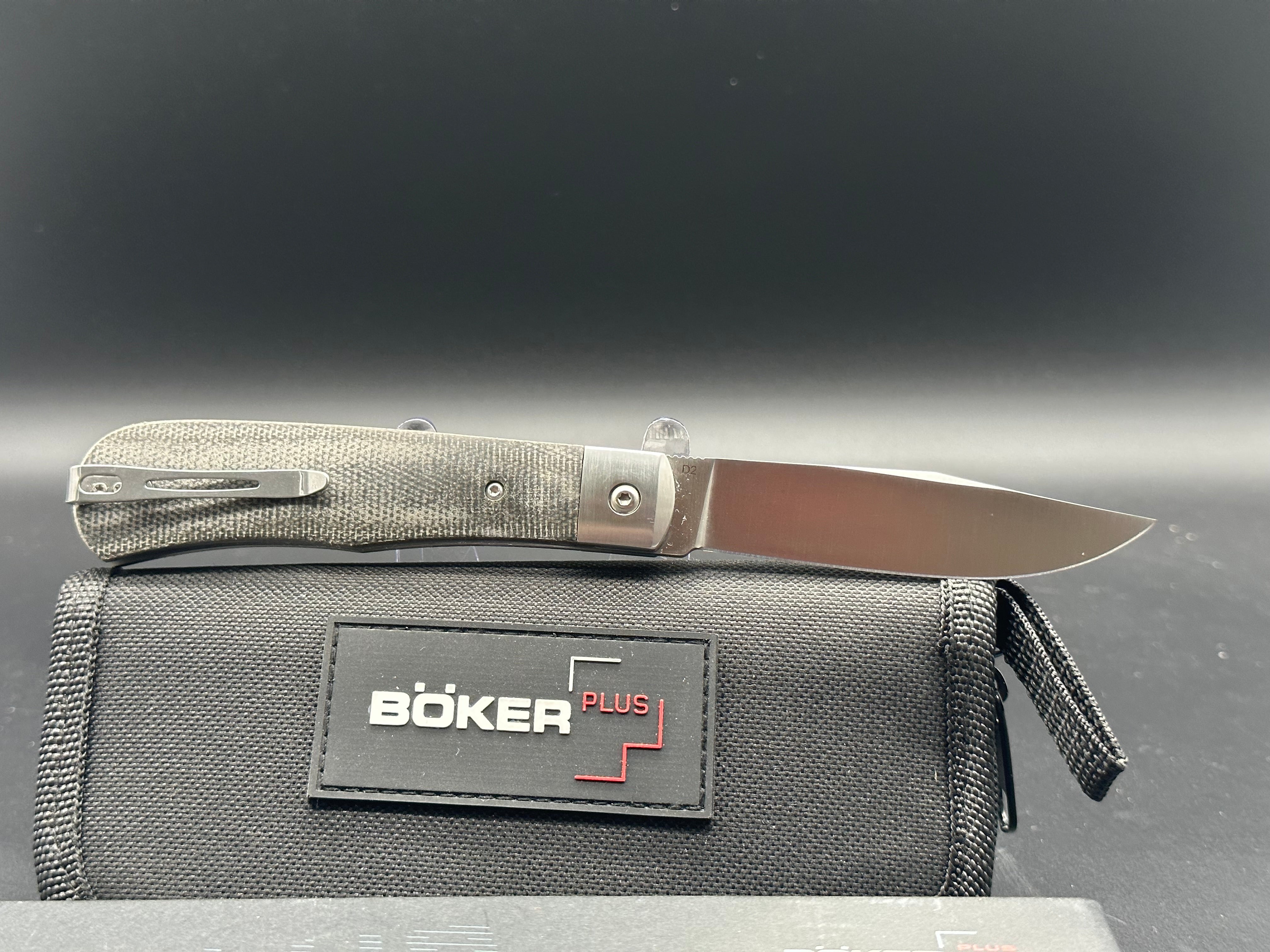 Boker Plus Bonfire Front Flipper Knife - Premium Green Canvas Micarta Handle - EDC Pocket Knife for Camping, Hiking & Outdoor Adventures