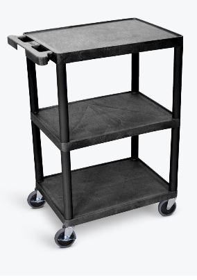 Luxor 3-Tier Rolling Utility Cart in Black - Perfect for Kitchen, Office, or Bathroom Organization