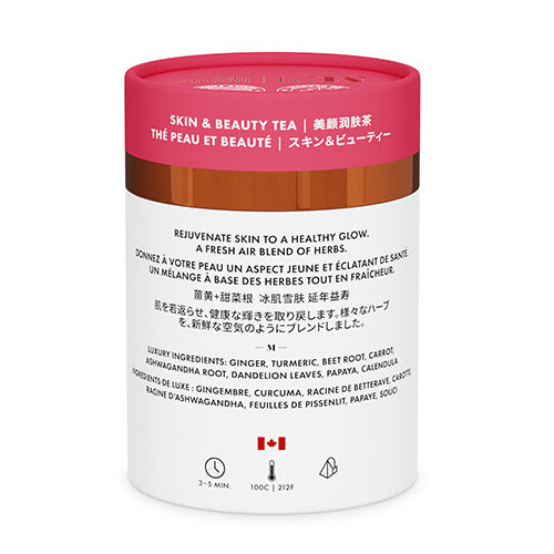 Organic Skin & Beauty Herbal Tea - 12 Count Luxury Canister | Detox & Glow for Healthy Skin | Perfect for Spa Days & Self-Care Routines