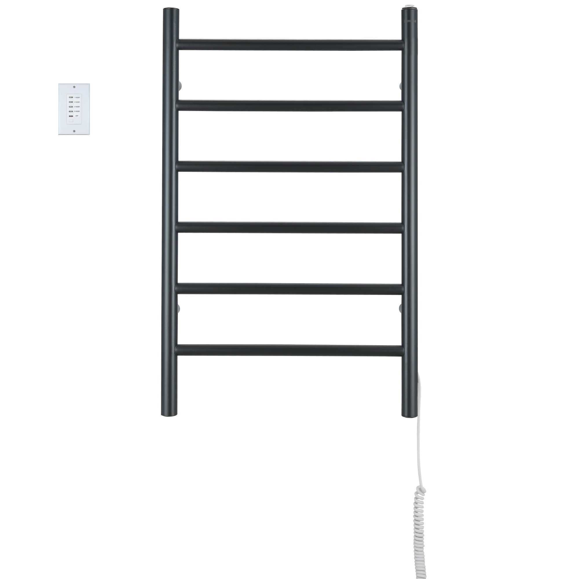 Ancona Comfort 6 Wall Mount Electric Towel Warmer - Plug In & Hardwire Installation with Digital Timer - Matte Black Finish for Bathroom, Spa & Luxury Home Use